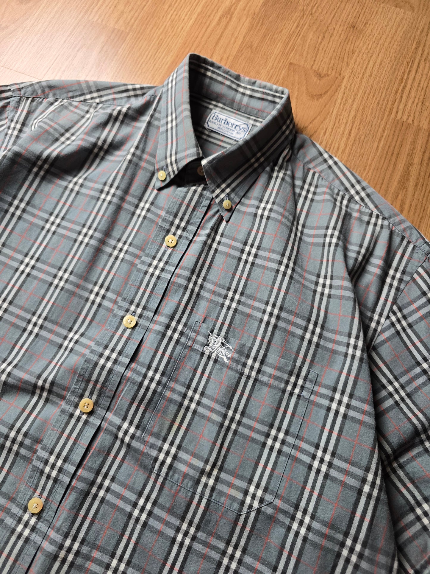 Vintage Burberry SS Blue Nova Check Flannel Shirt (L/XL)