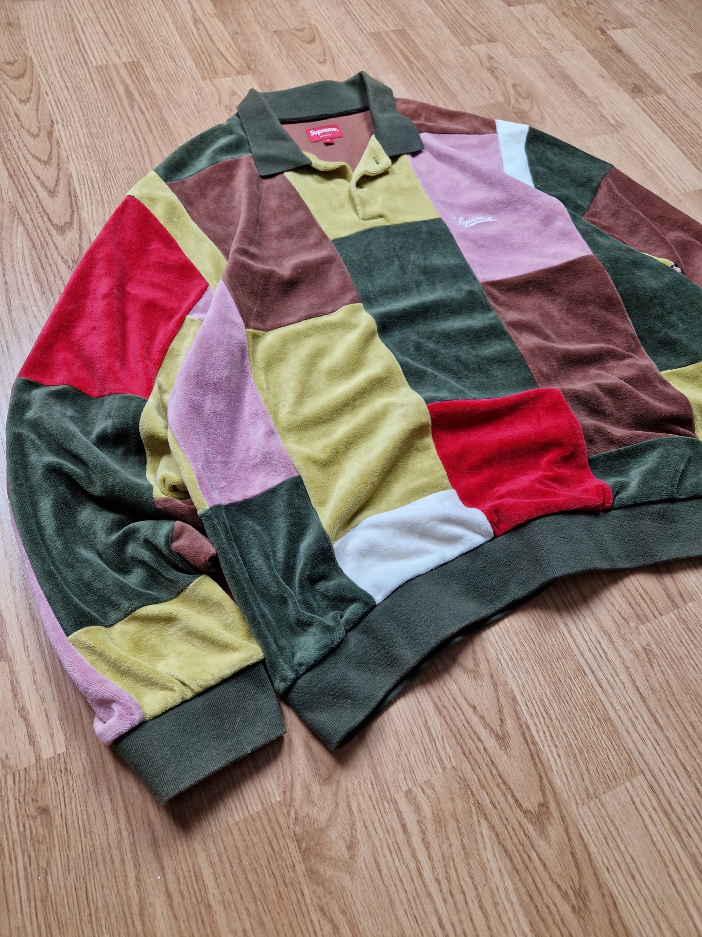 Supreme Patchwork Velour L/S Polo (XL)