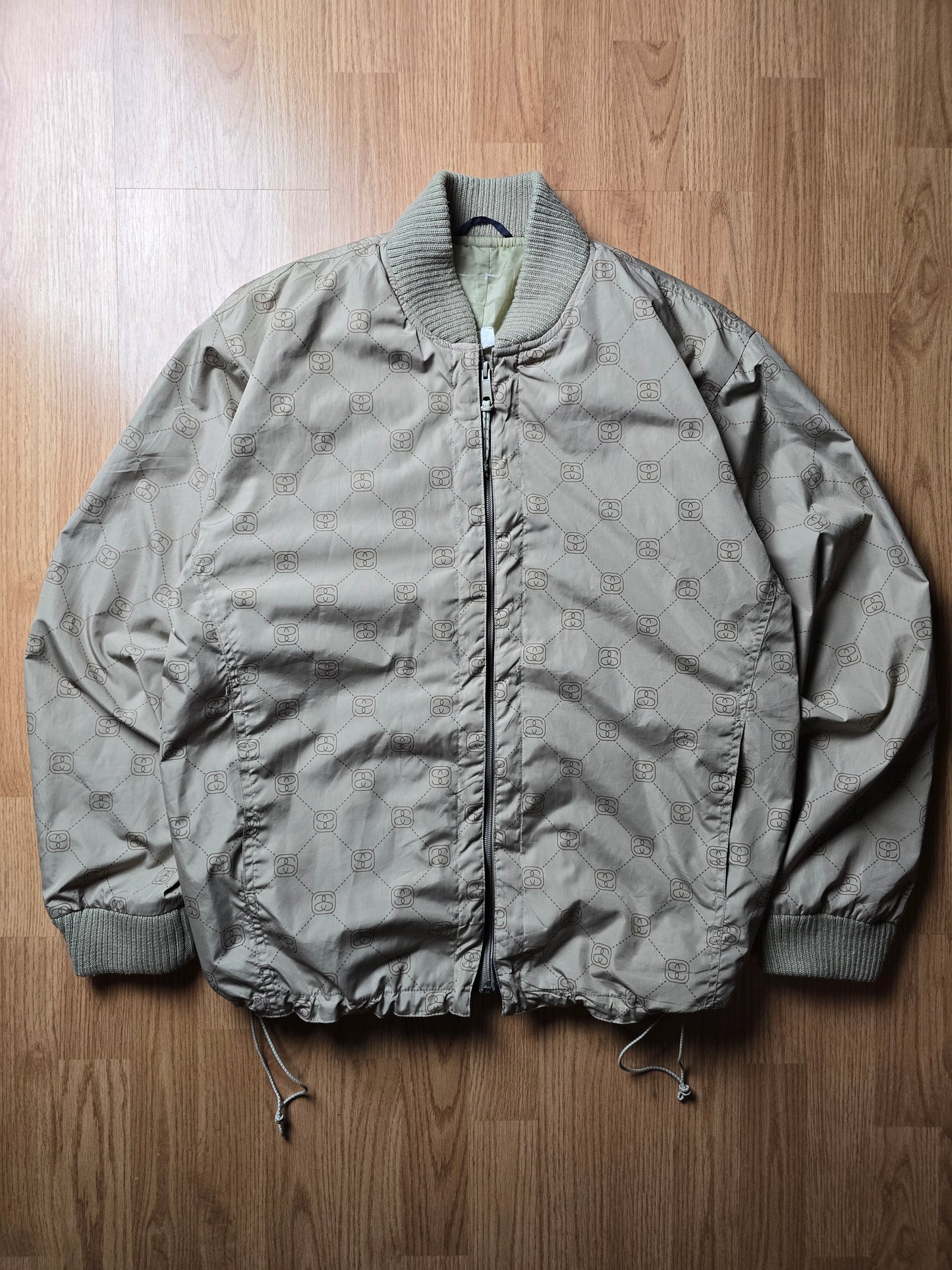 RARE 90s Stussy F.I.T Technical 2-in-1 Monogram Bomber Jacket (L)