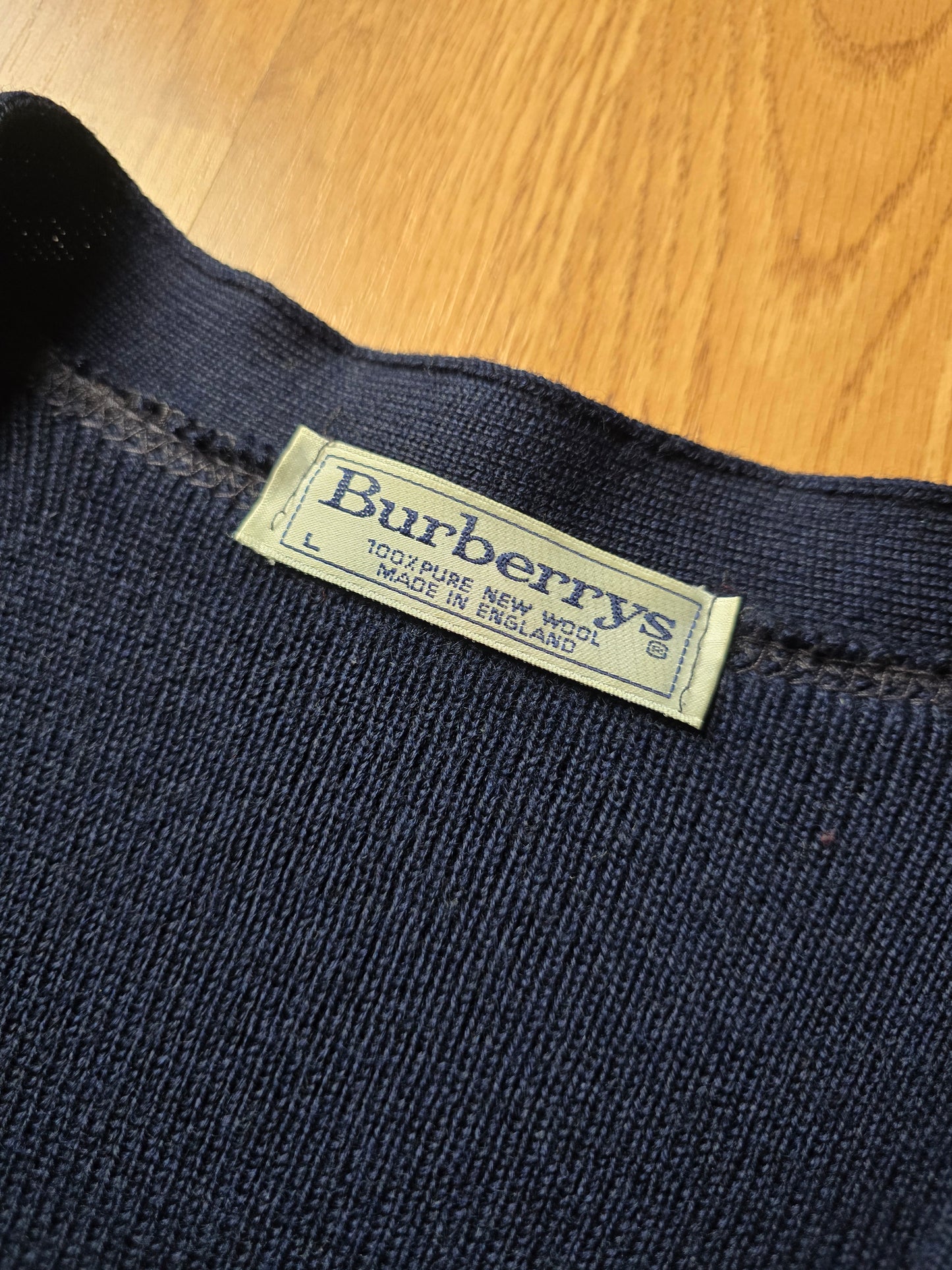 Vintage 80s Burberry Wool & Suede Heavyweight Cardigan (L)