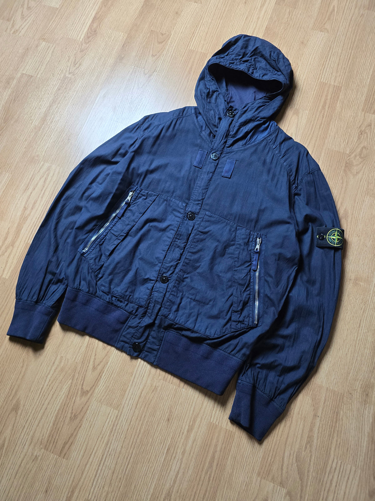 Stone Island Lightweight Mussola Gommata Hooded Bomber Jacket (L)