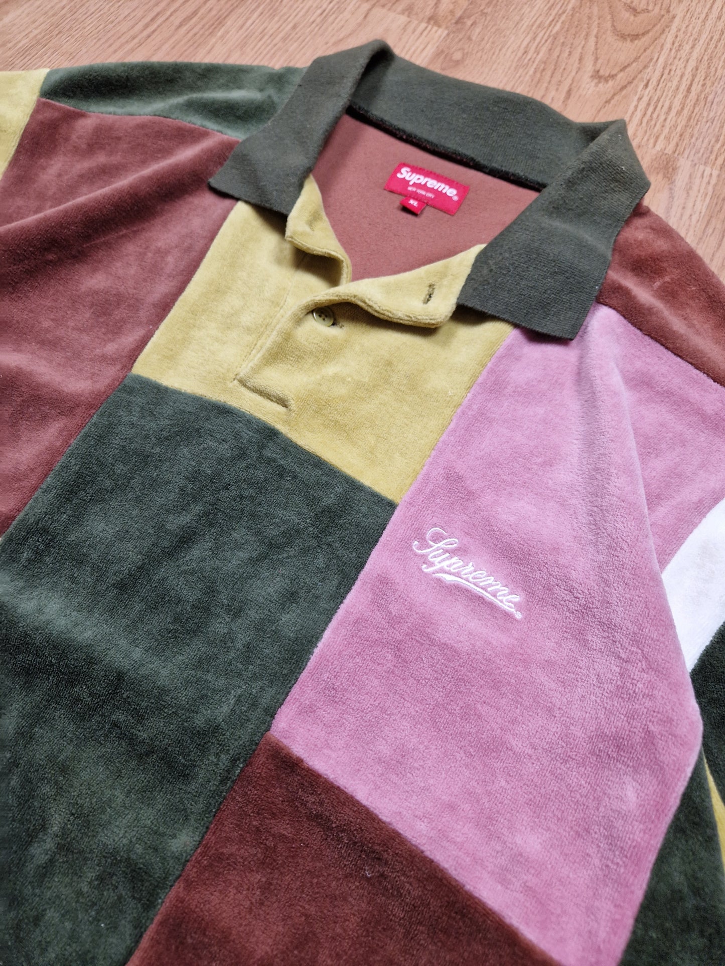 Supreme Patchwork Velour L/S Polo (XL)