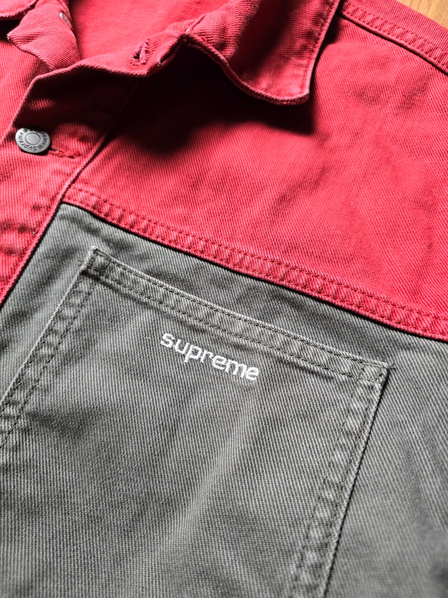 Supreme 2-Tone Paneled Denim Jacket (M)