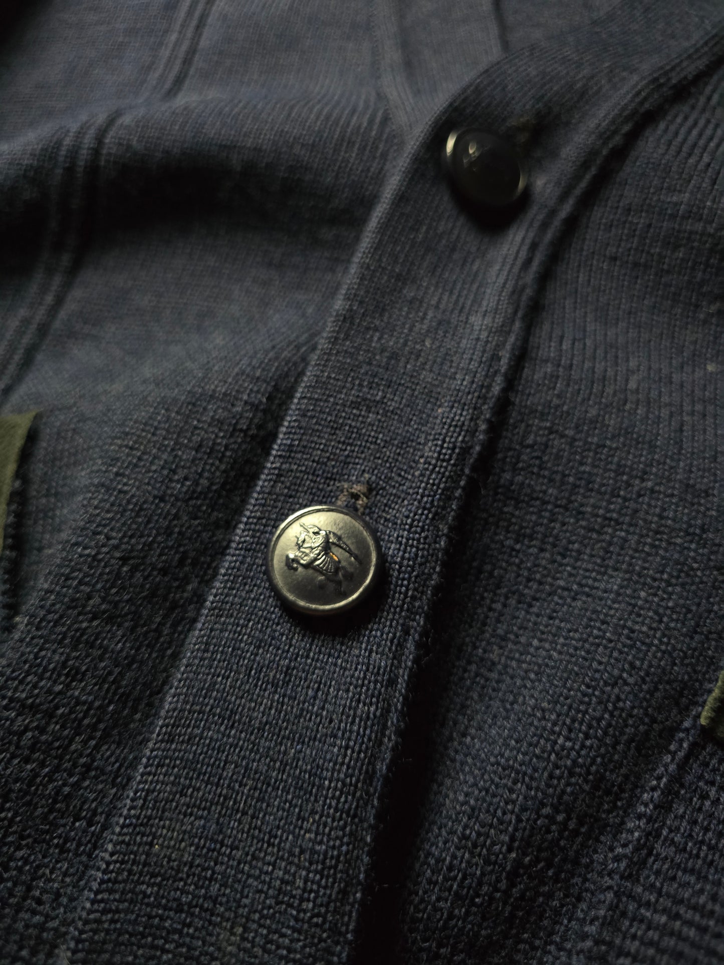 Vintage 80s Burberry Wool & Suede Heavyweight Cardigan (L)