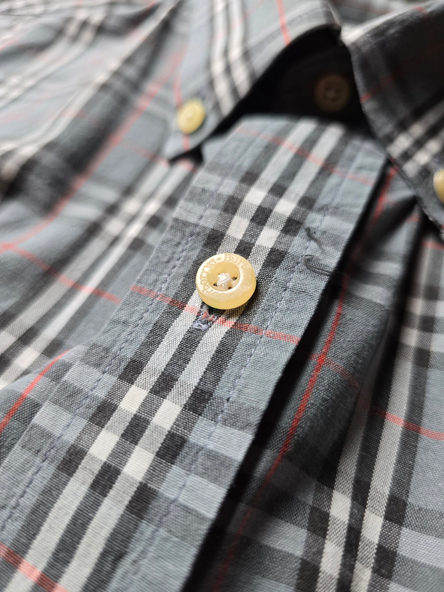Vintage Burberry SS Blue Nova Check Flannel Shirt (L/XL)