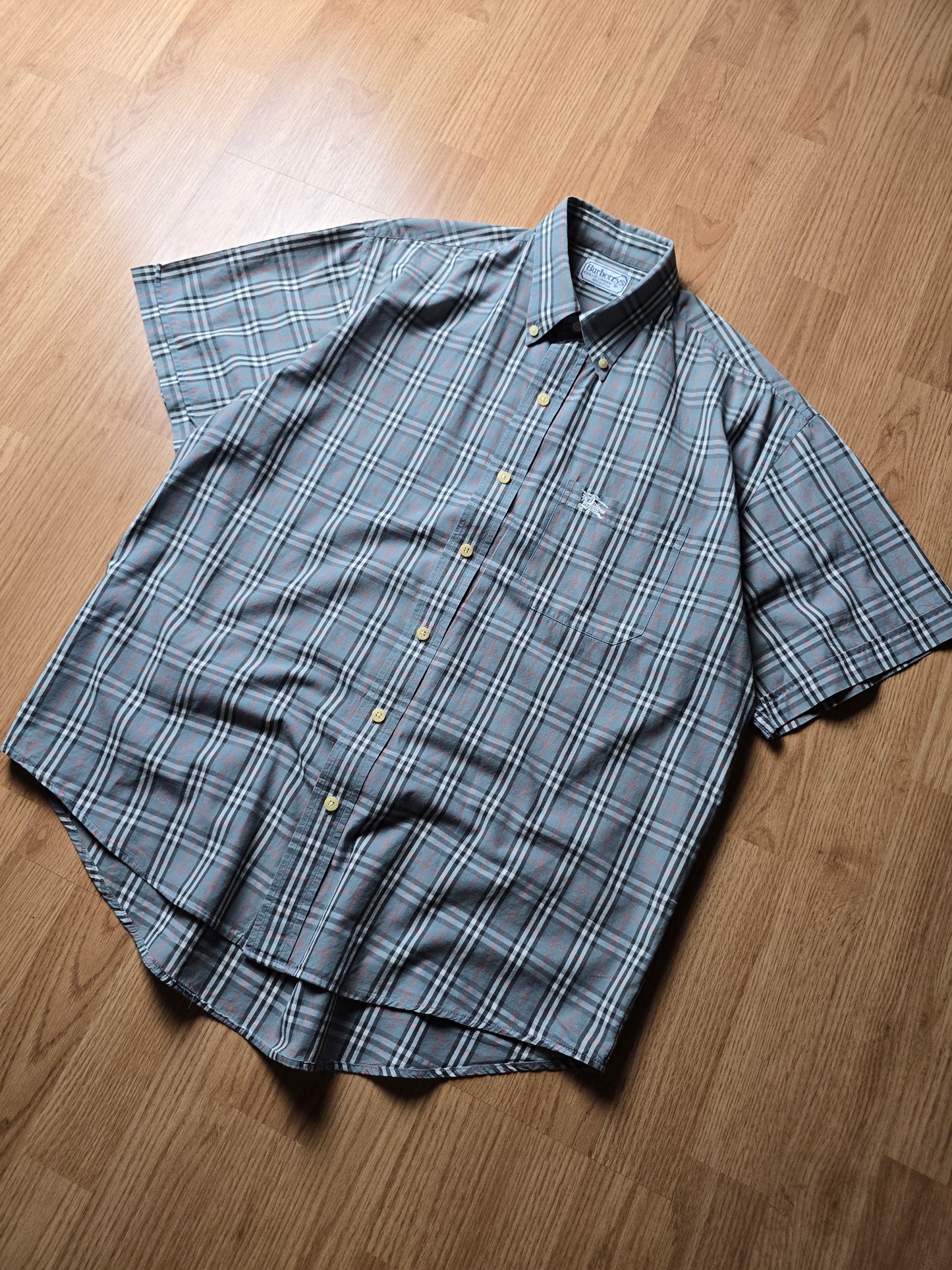 Vintage Burberry SS Blue Nova Check Flannel Shirt (L/XL)