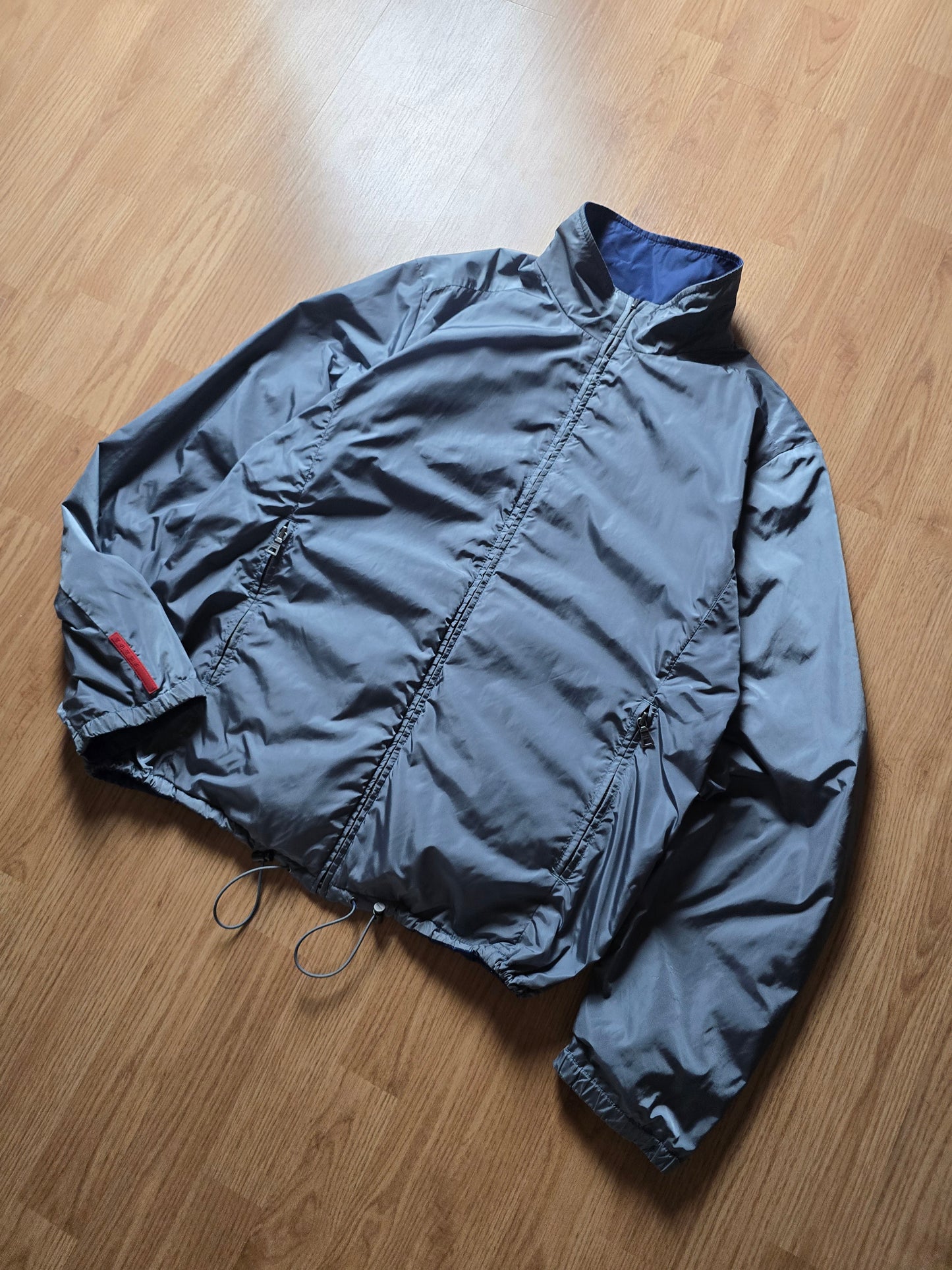 Prada Luna Rosa 2013 Padded Resin-Coated Nylon Reversible Jacket (L)