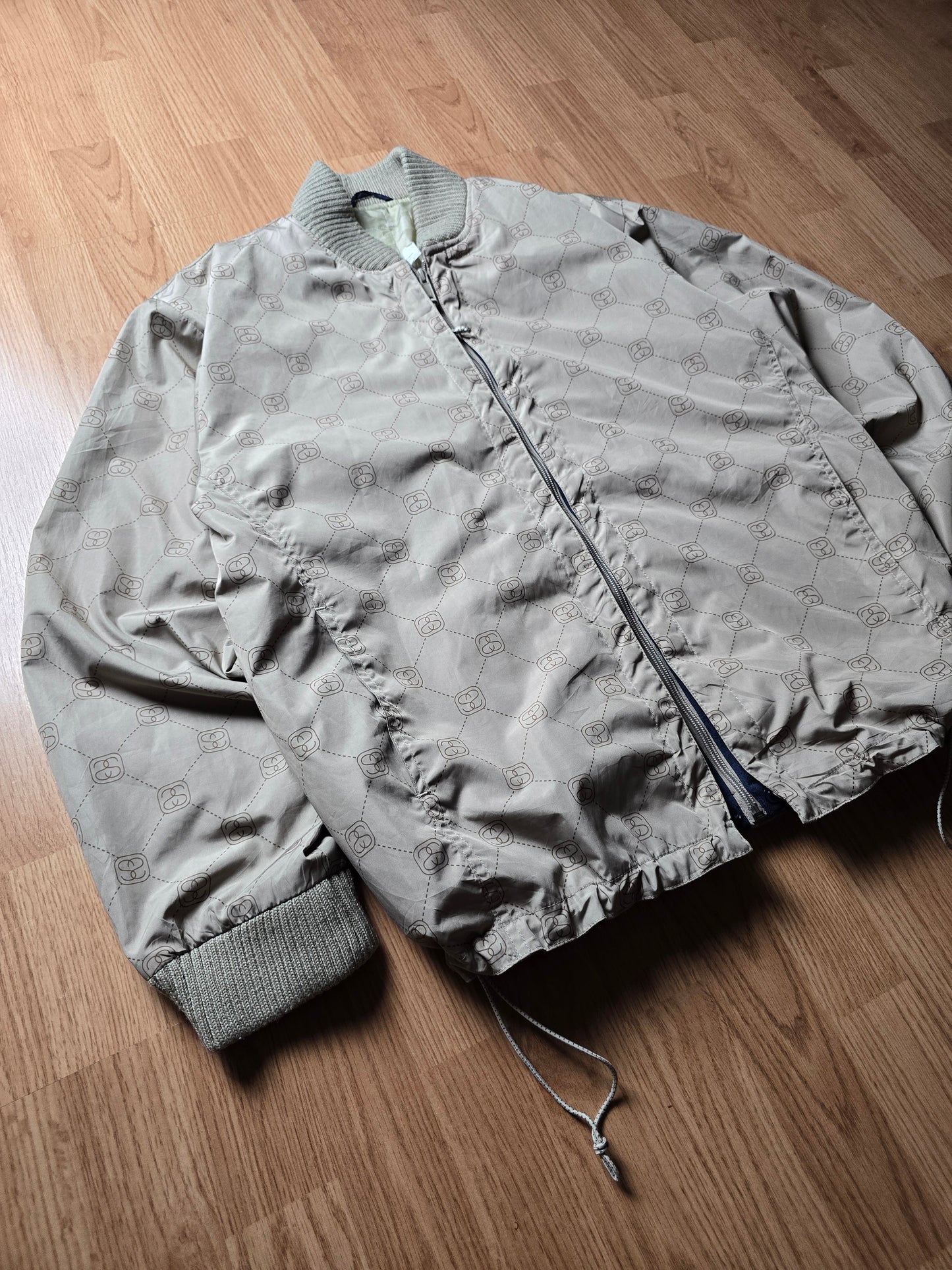 RARE 90s Stussy F.I.T Technical 2-in-1 Monogram Bomber Jacket (L)