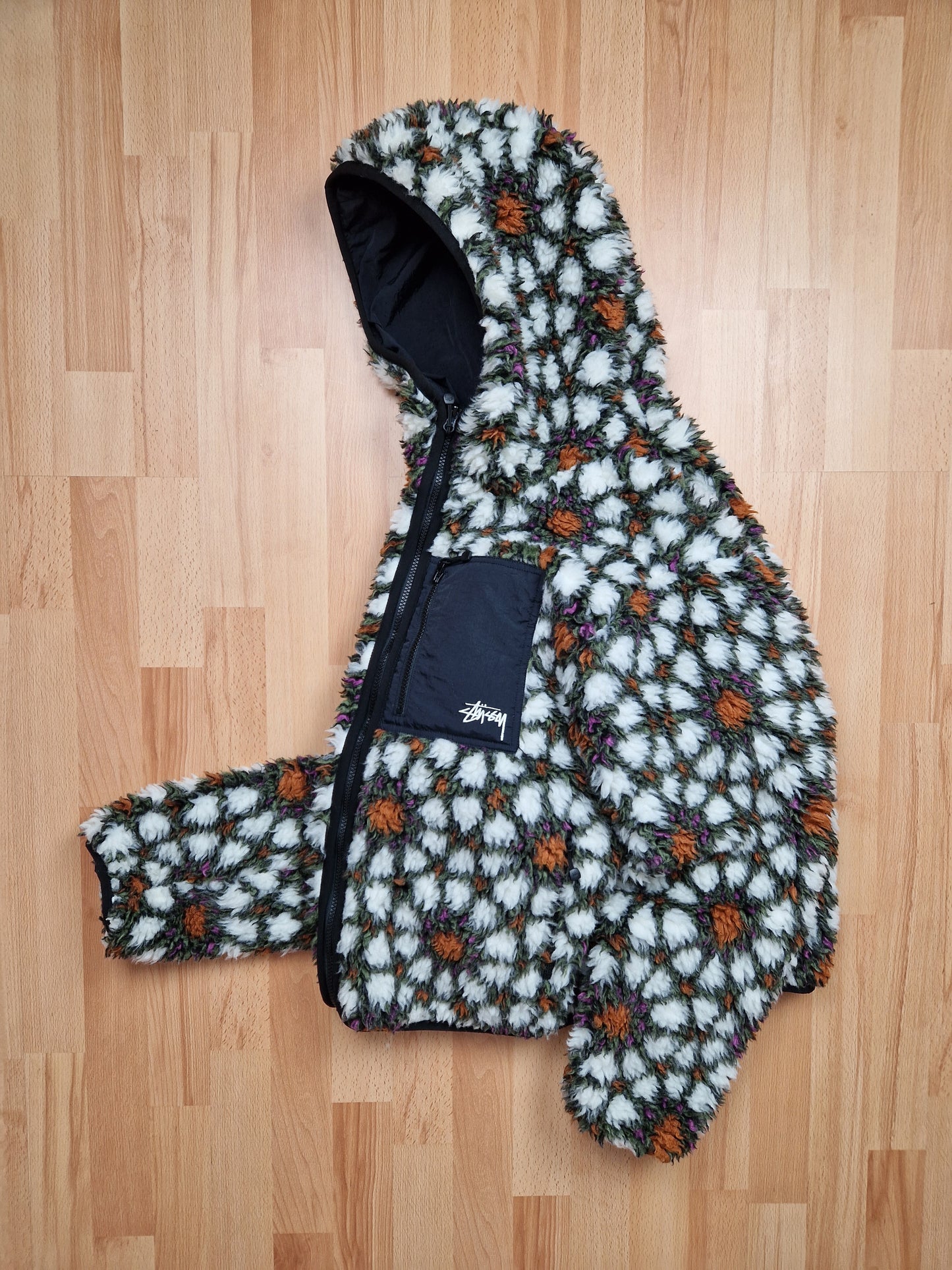 Stussy Reversible Floral Print Sherpa Jacket (M)