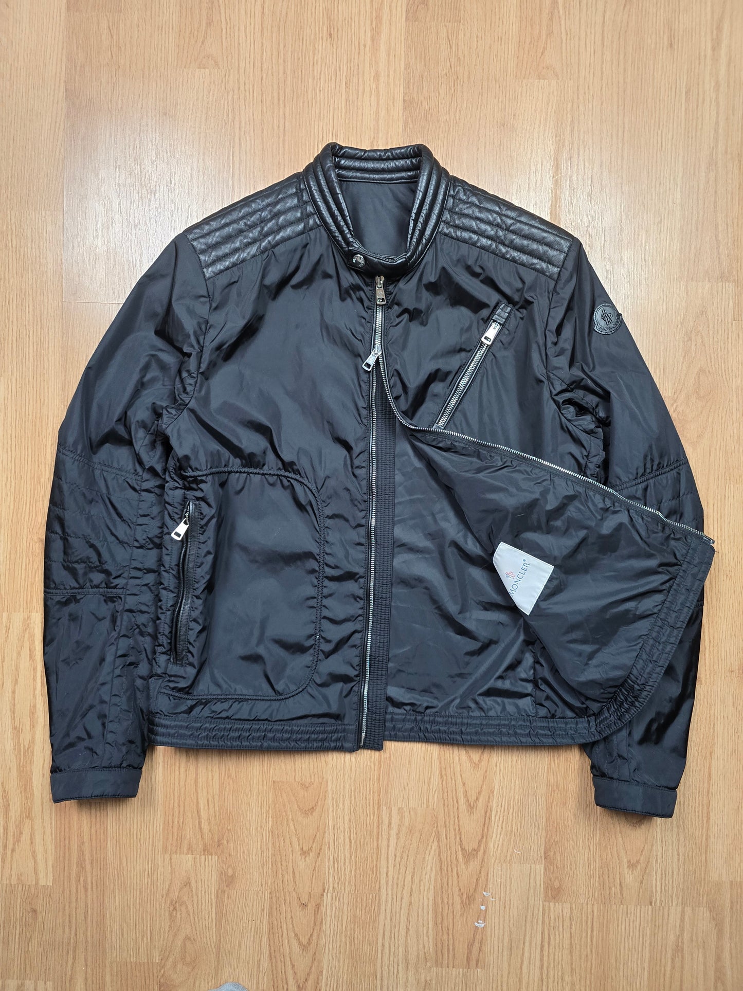 Moncler 'Erik' Leather Trim Bomber Jacket (M)