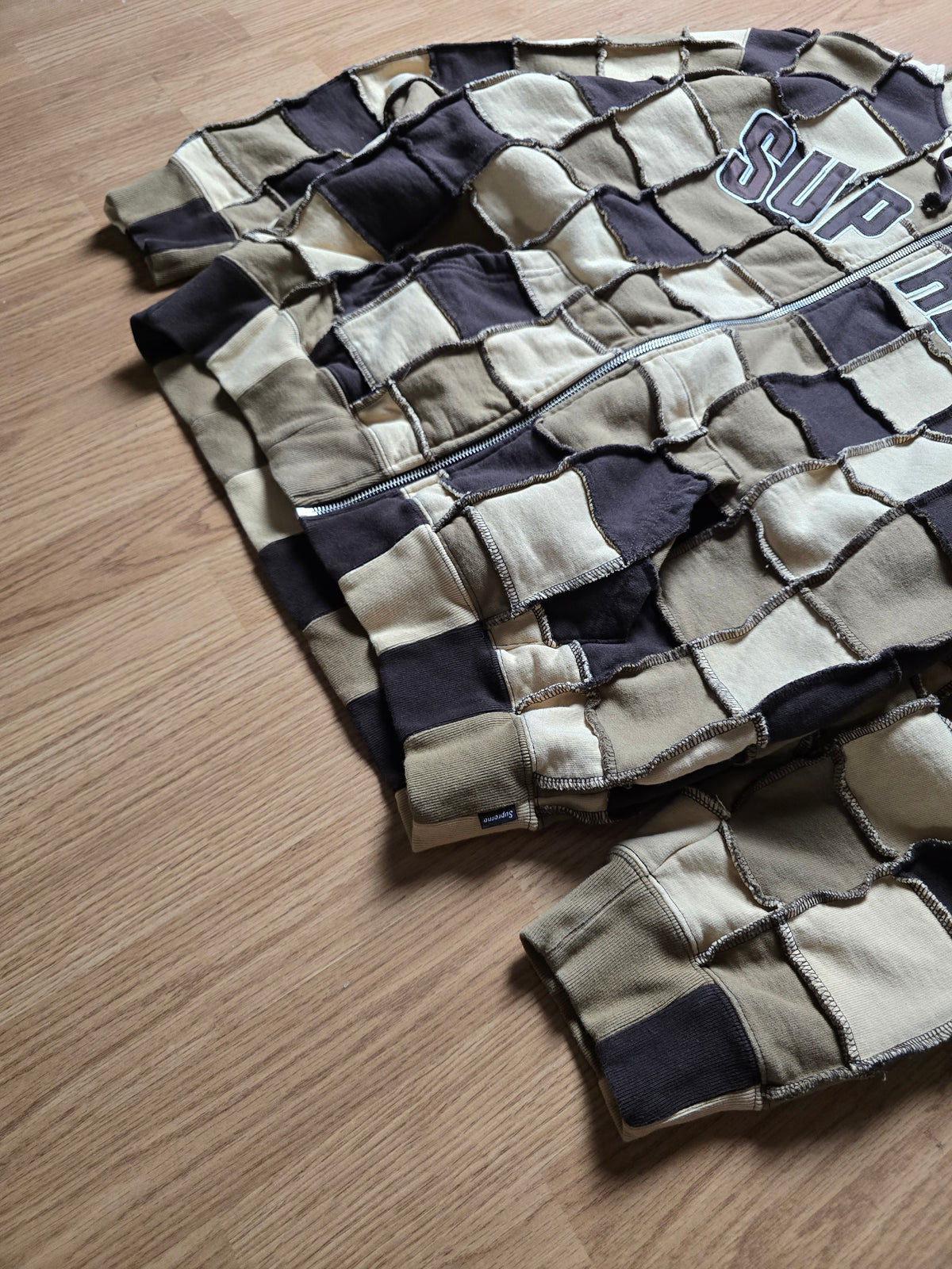 Supreme Reverse Patchwork Zip Hoodie (M/L)