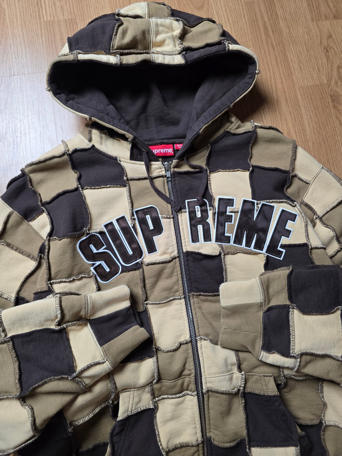 Supreme Reverse Patchwork Zip Hoodie (M/L)