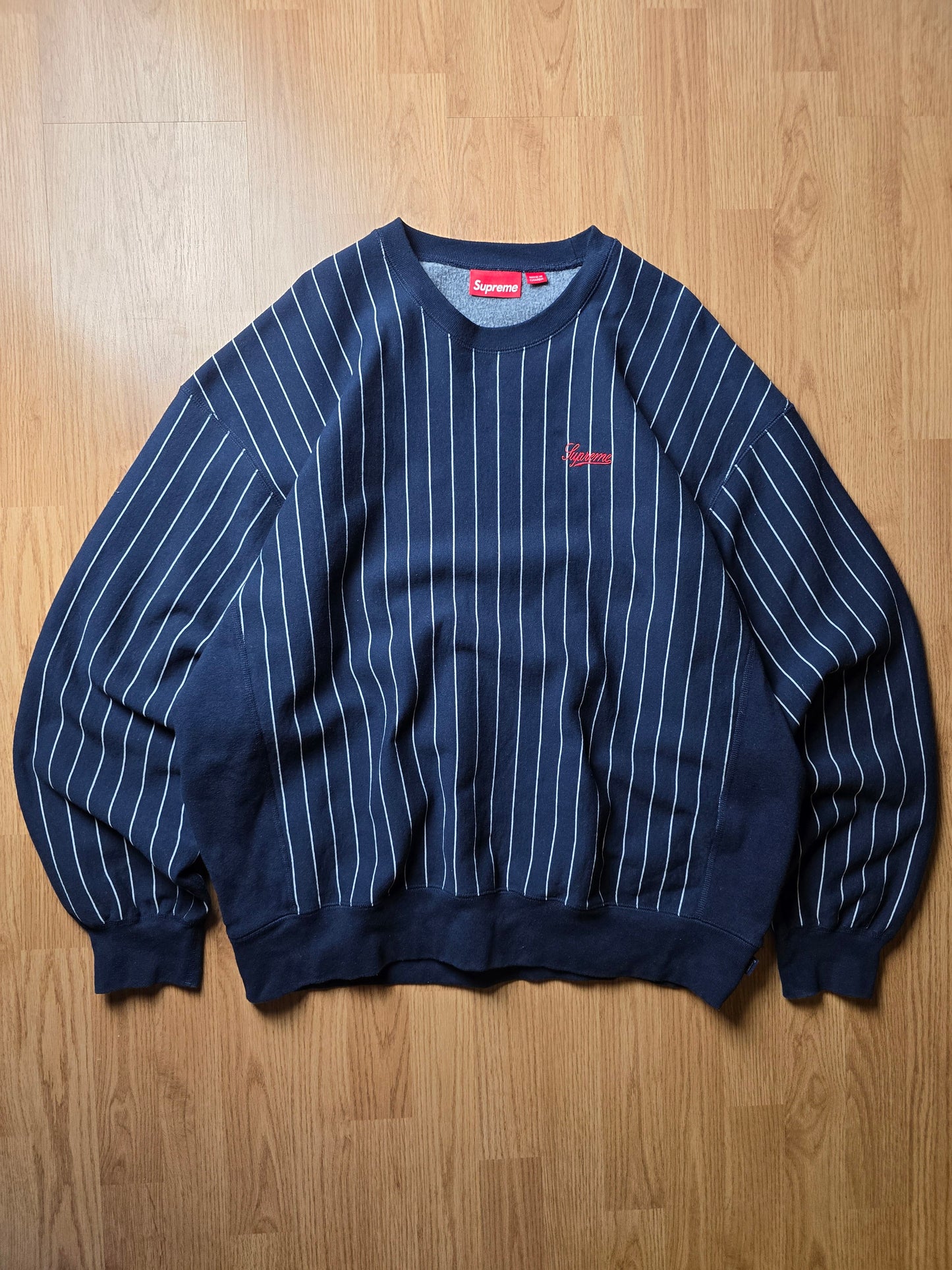 Supreme Pinstripe Crewneck Sweatshirt (XL)