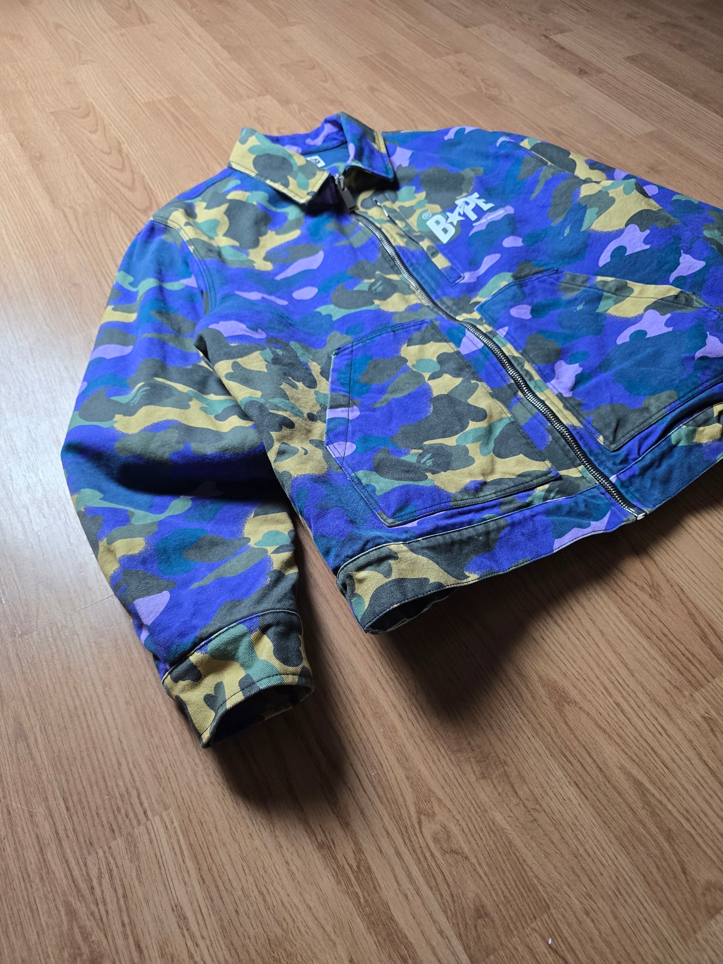 BAPE x Heron Preston Mix 1st Camo Duck Trucker Jacket (L)