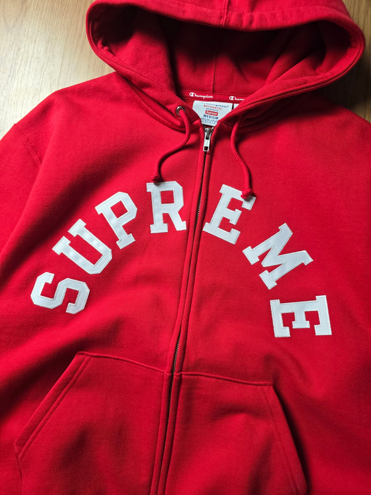 Supreme x Champion Arc Logo Zip Up Hoodie (M)