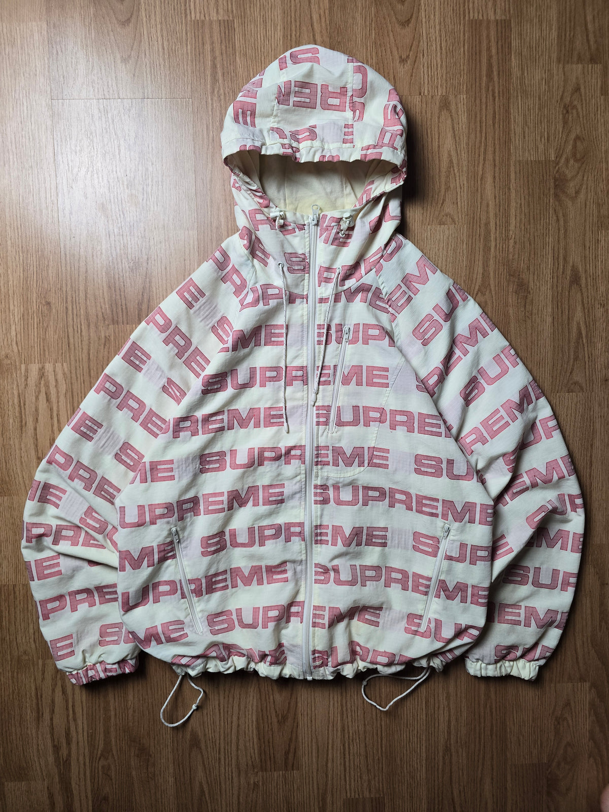 RARE Supreme Logo Ripstop Hooded Track Jacket (M)