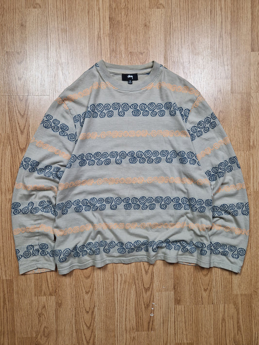 Stussy 'Swirl Stripe LS Crew' T-shirt (S/M)