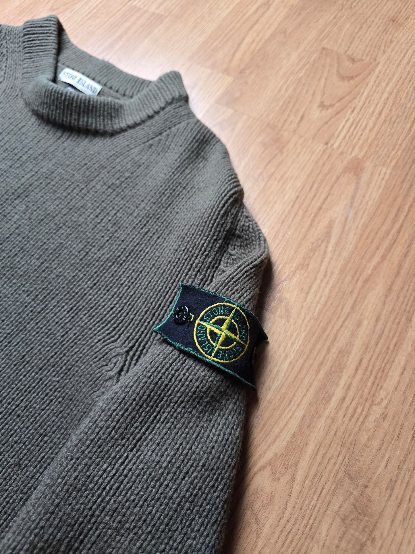 90s Stone Island Green Edge Wool Knit Sweater (M/L)