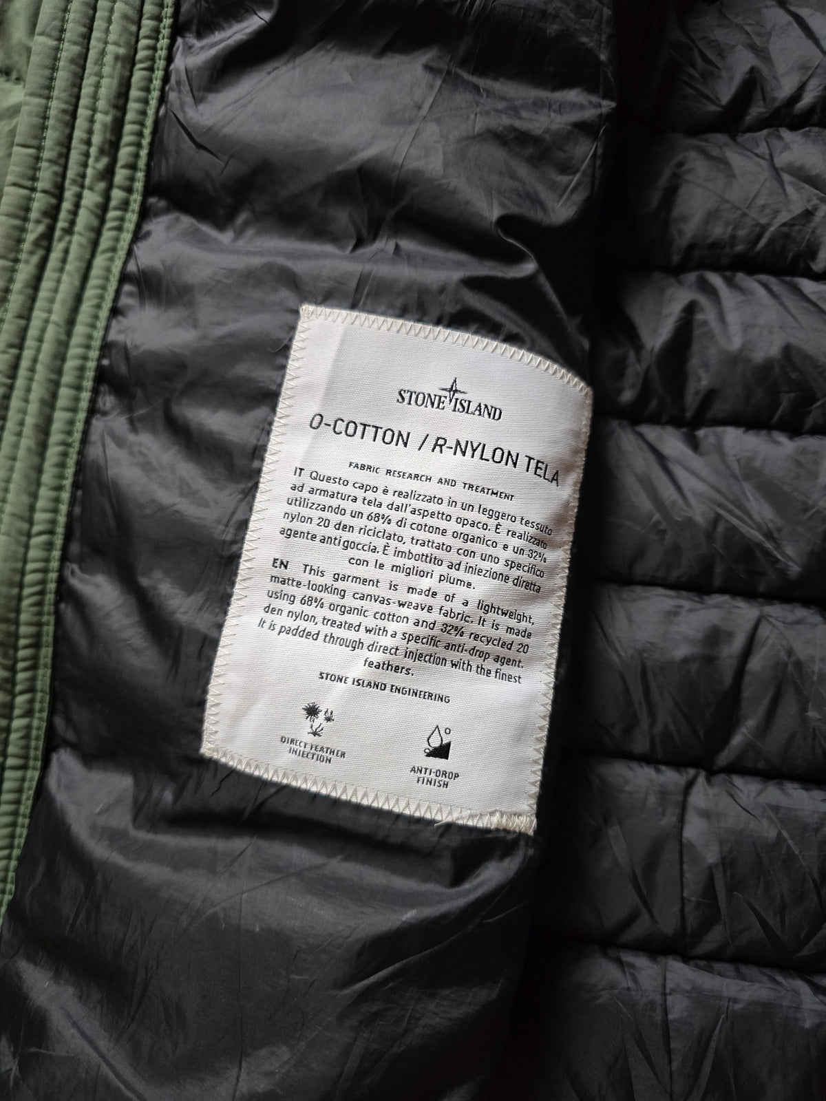Stone Island O-Cotton / R-Nylon Tela Down Puffer Jacket (L)