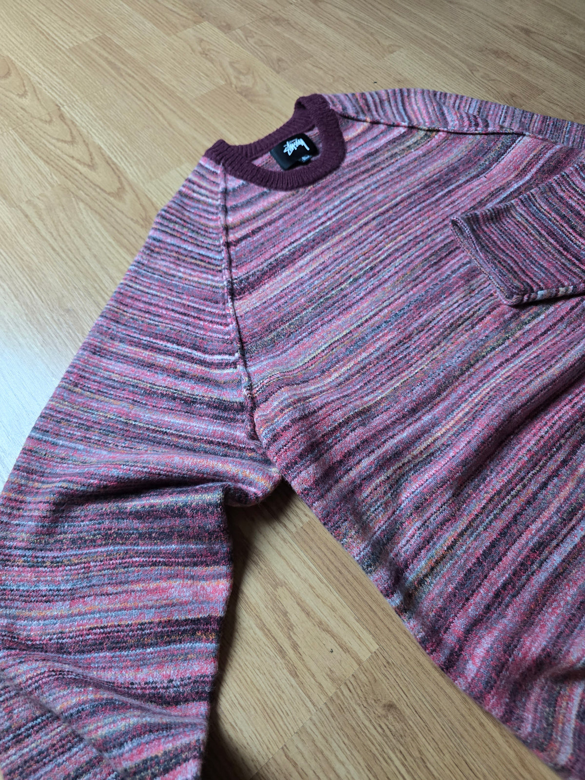 Stussy Textured Contrast Collar Crew Knit Sweater (L)