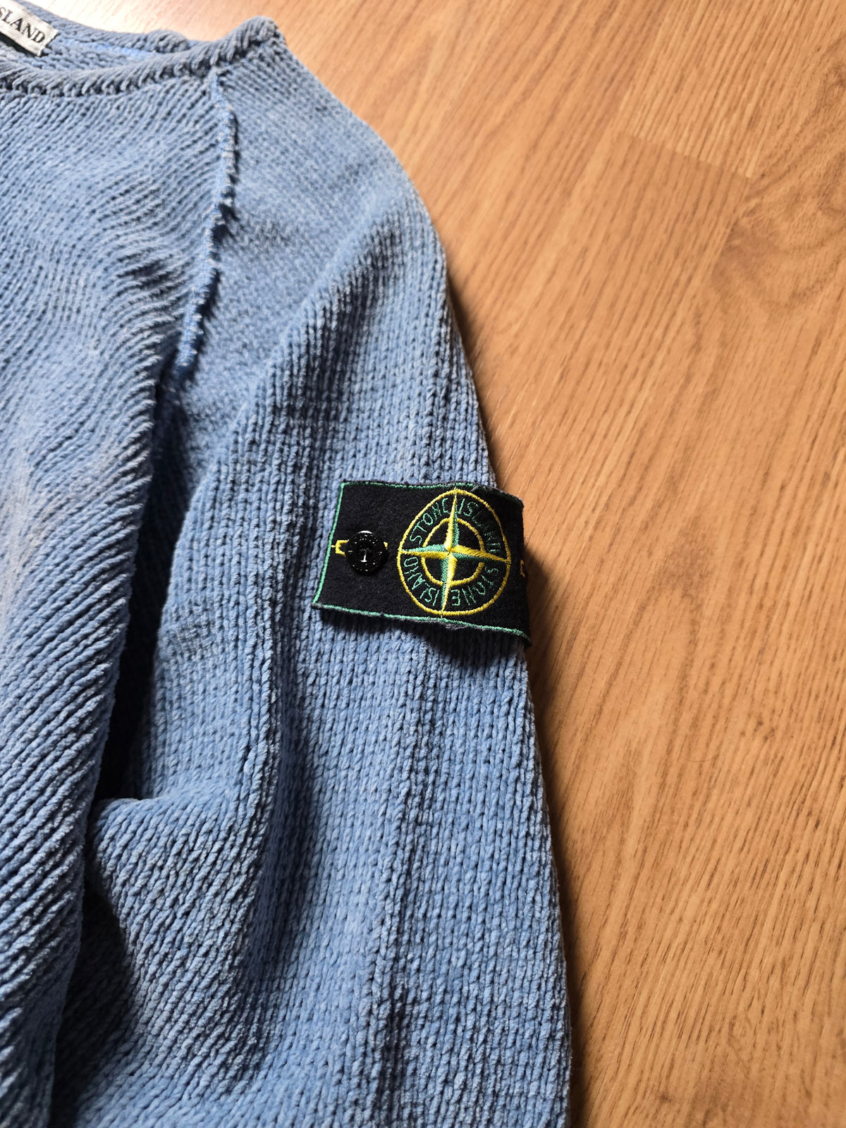 Vintage Stone Island Green Edge Chenille Cotton Knit Sweater (M)