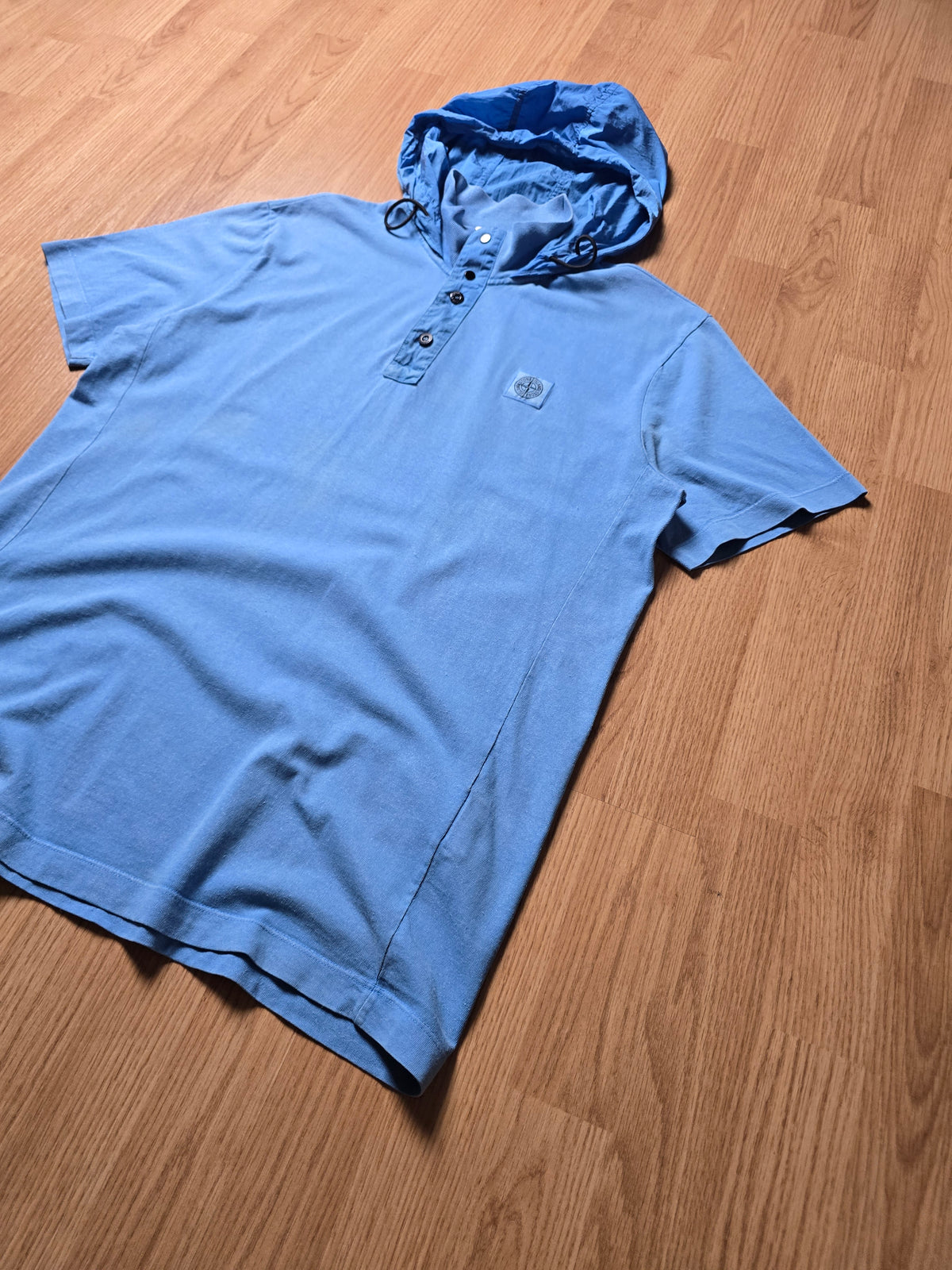 Stone Island Compass Patch Hooded Polo Shirt (L)