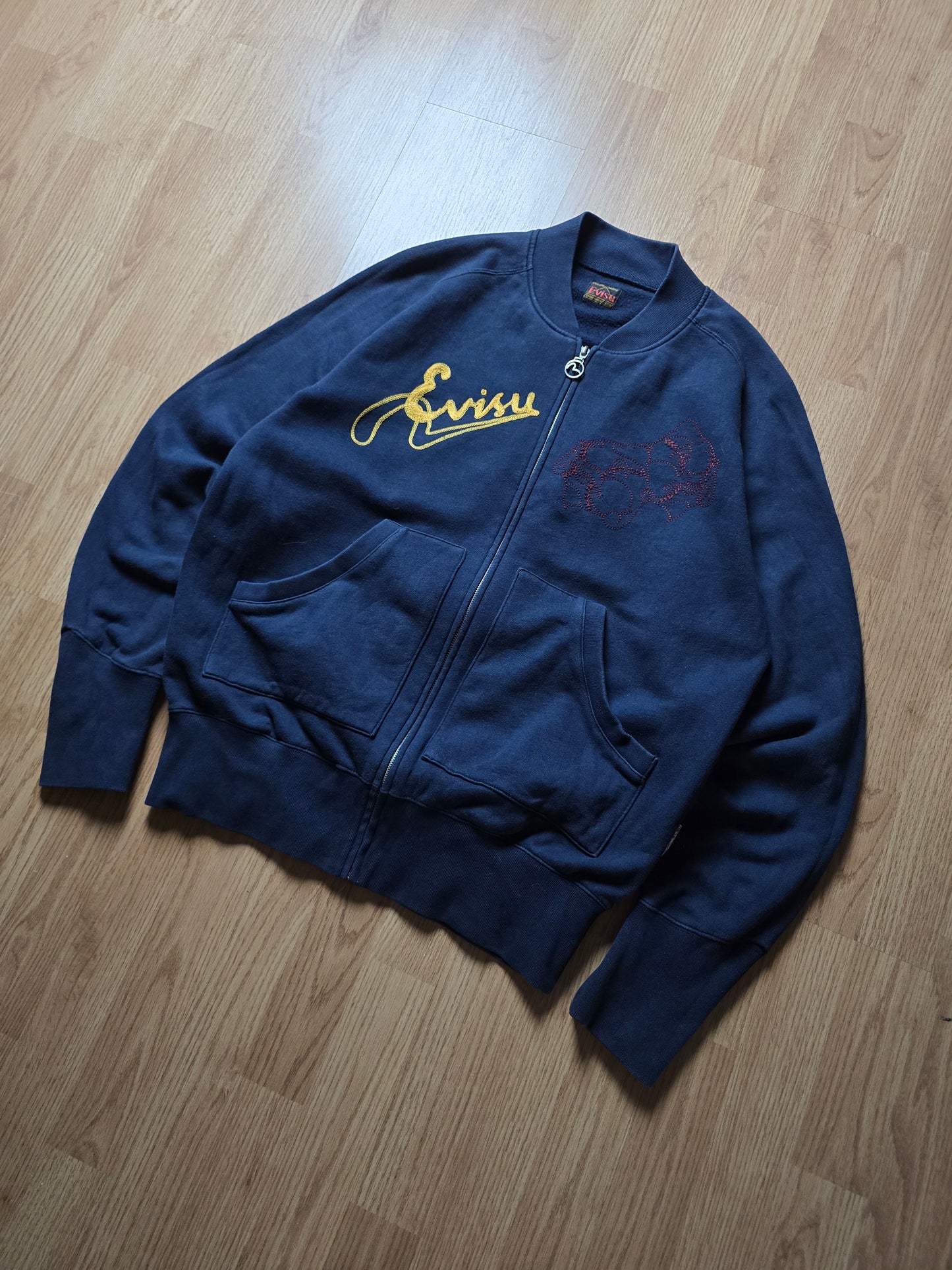 00s Evisu Embroidered Cotton Zip Bomber (L/XL)
