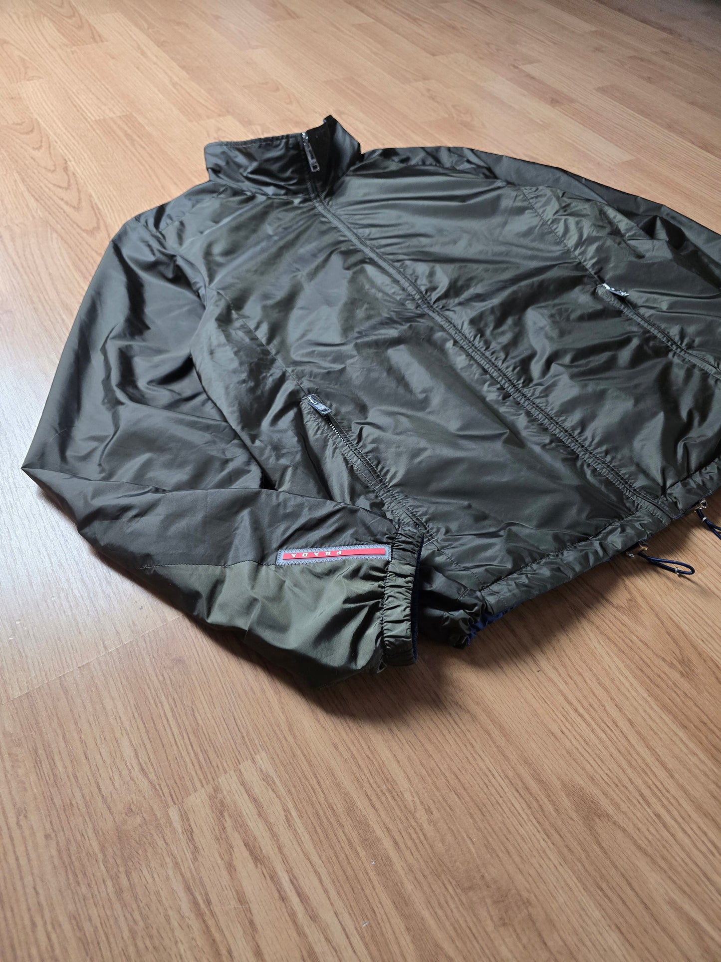 Prada Luna Rosa 2017 Padded Resin-Coated Nylon Reversible Jacket (L)