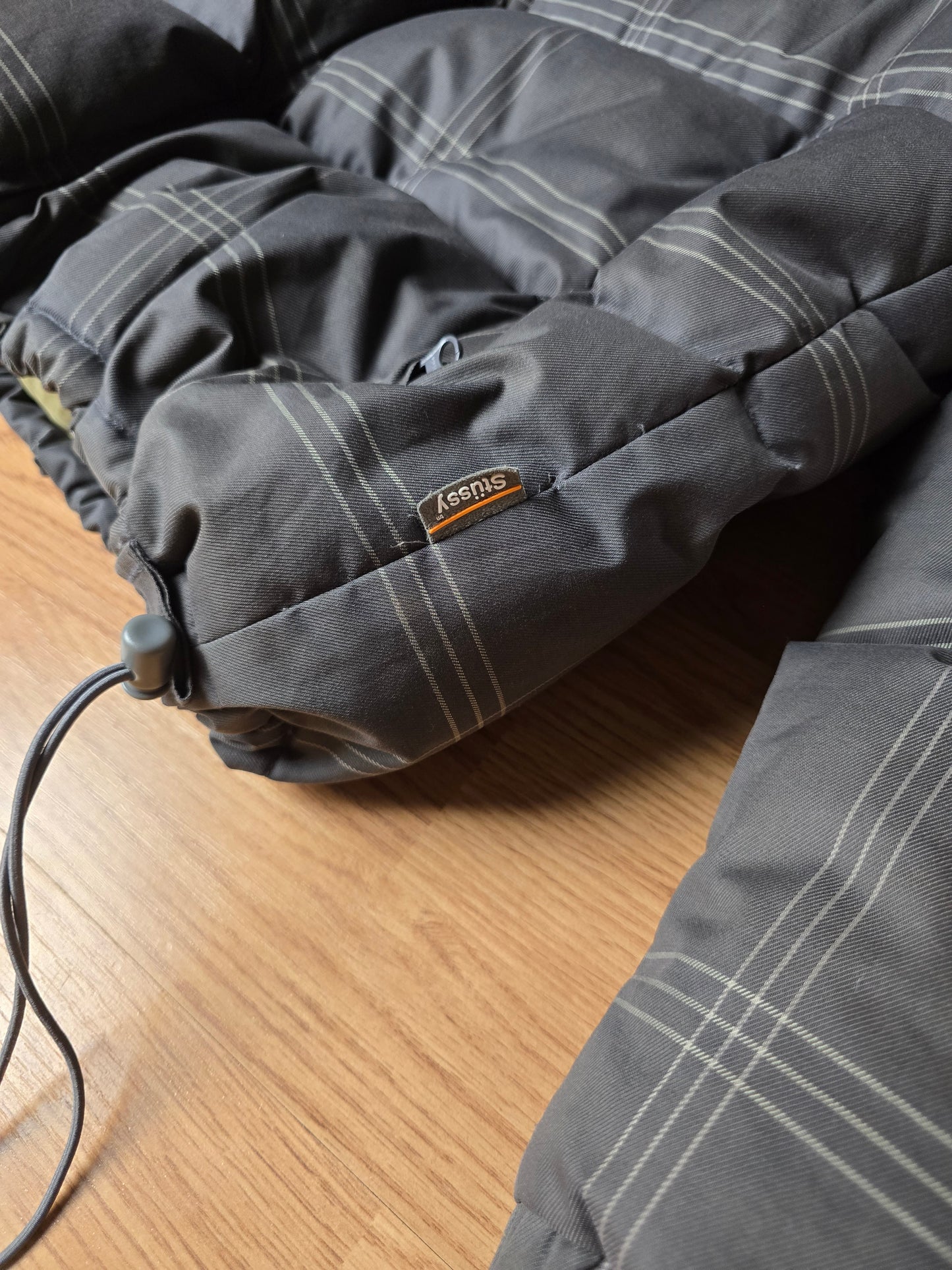 Vintage Stussy Micro Plaid Down Puffer Jacket (L)