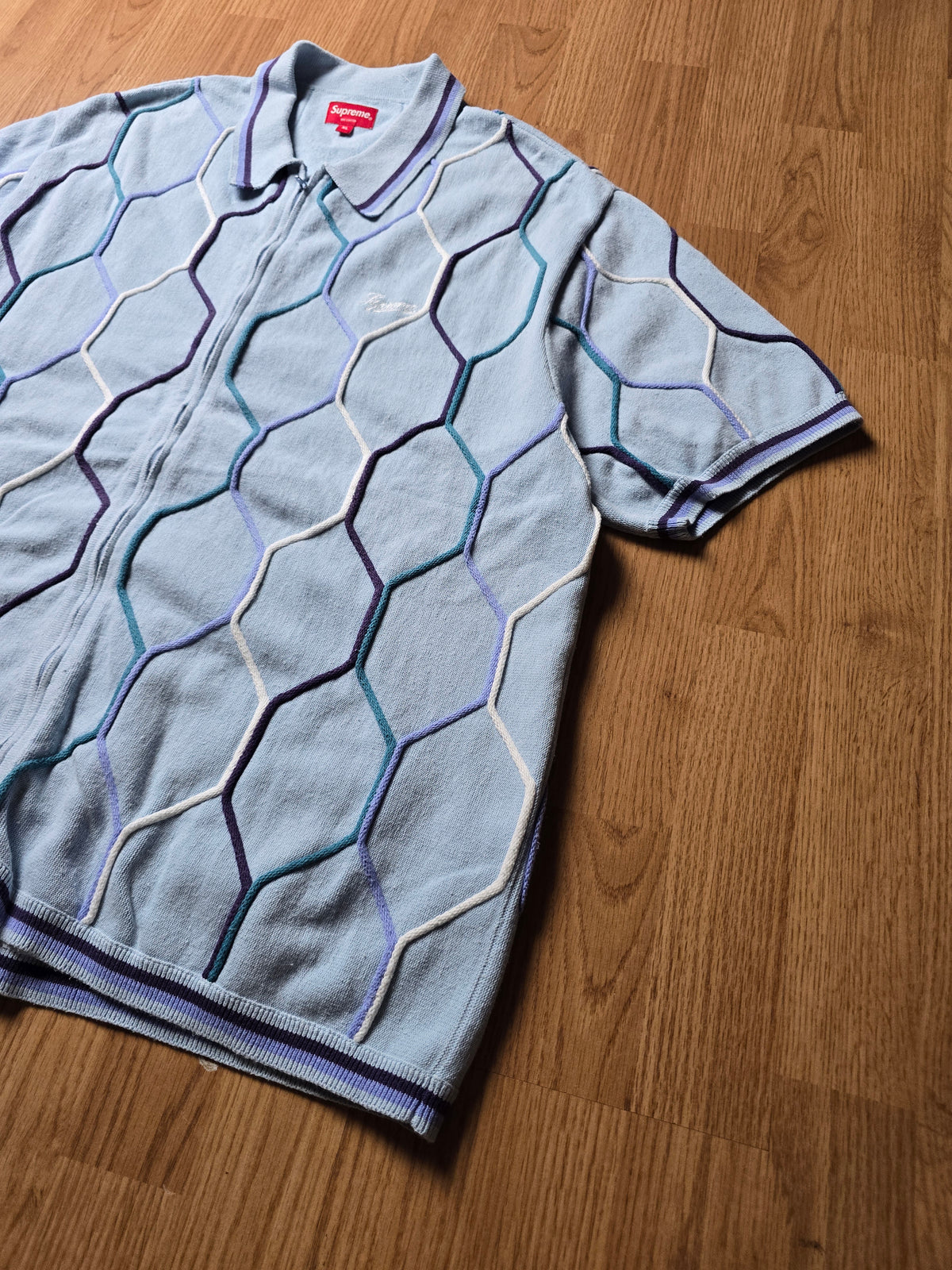 Supreme Hex Zip Up Polo Shirt (L/XL)