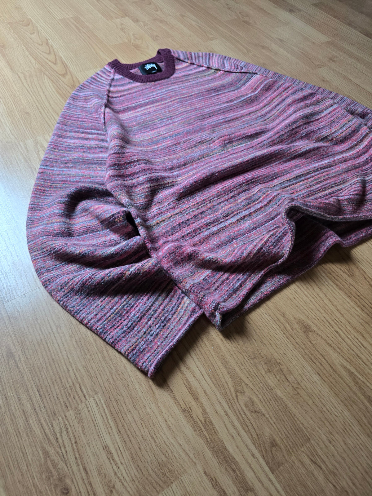 Stussy Textured Contrast Collar Crew Knit Sweater (L)