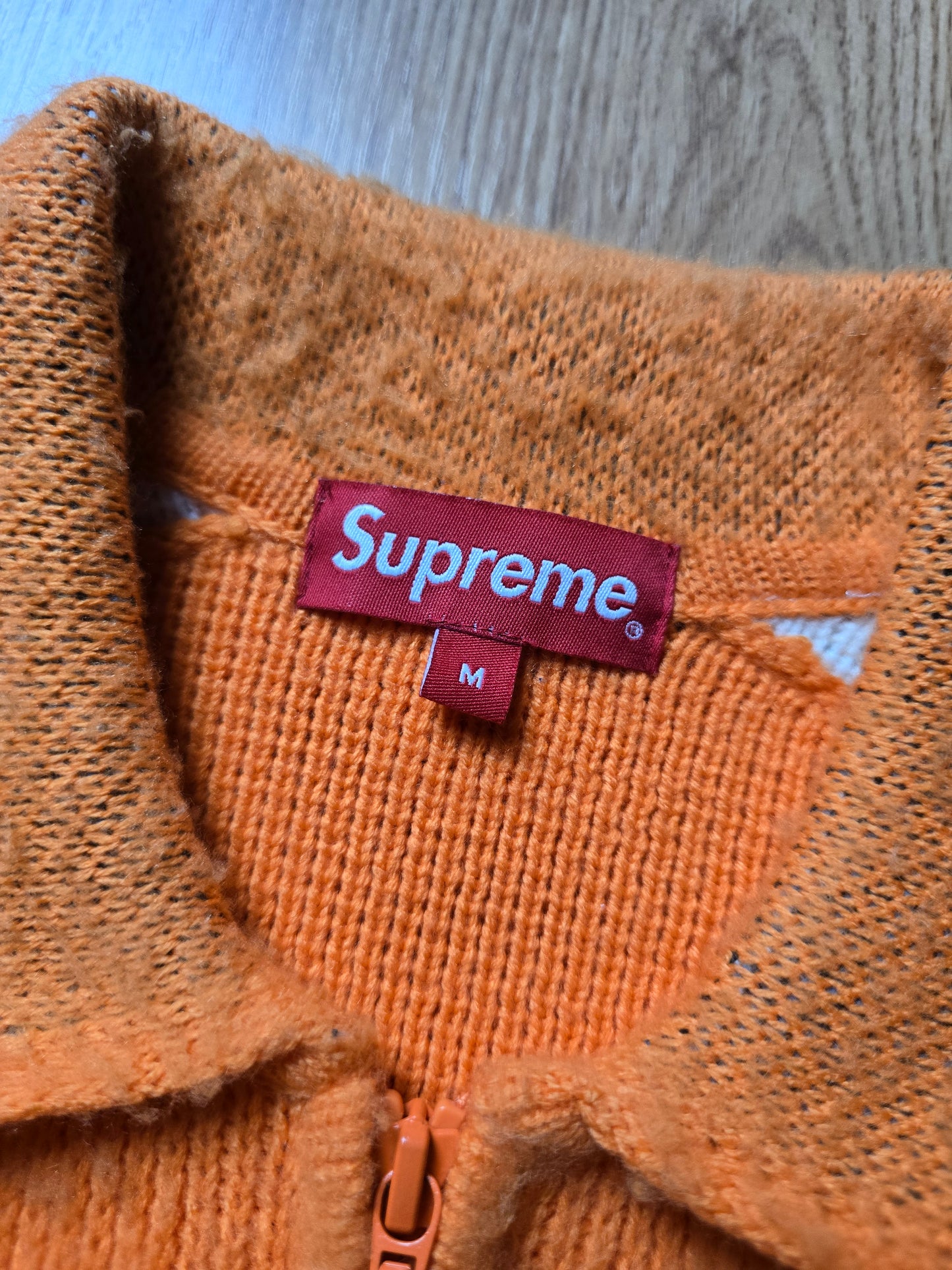 Supreme Sleeve Stripe Zip Up Sweater (M)