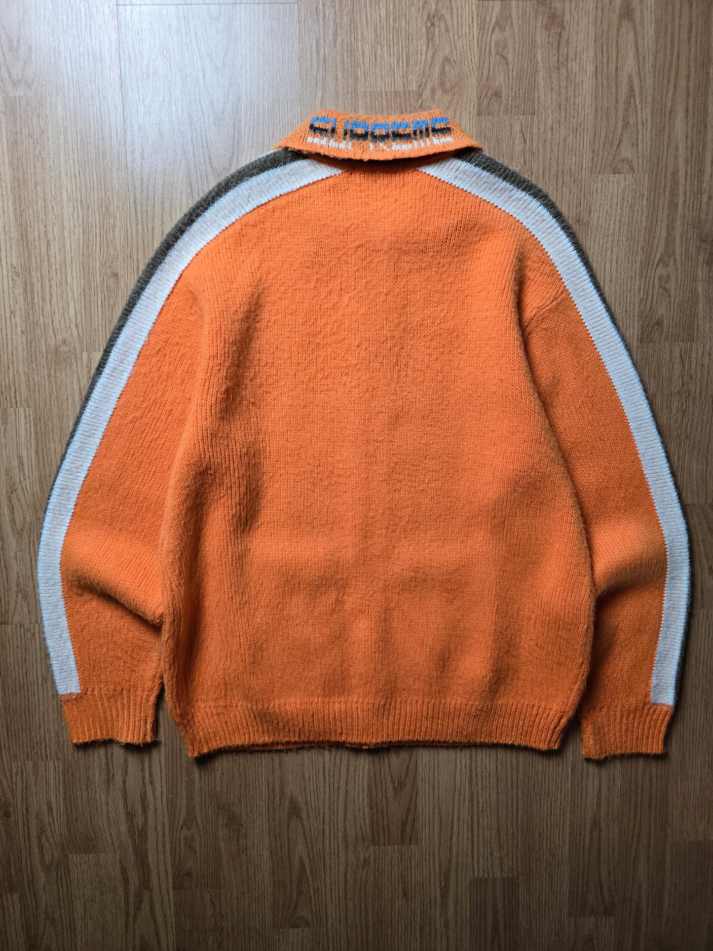 Supreme Sleeve Stripe Zip Up Sweater (M)