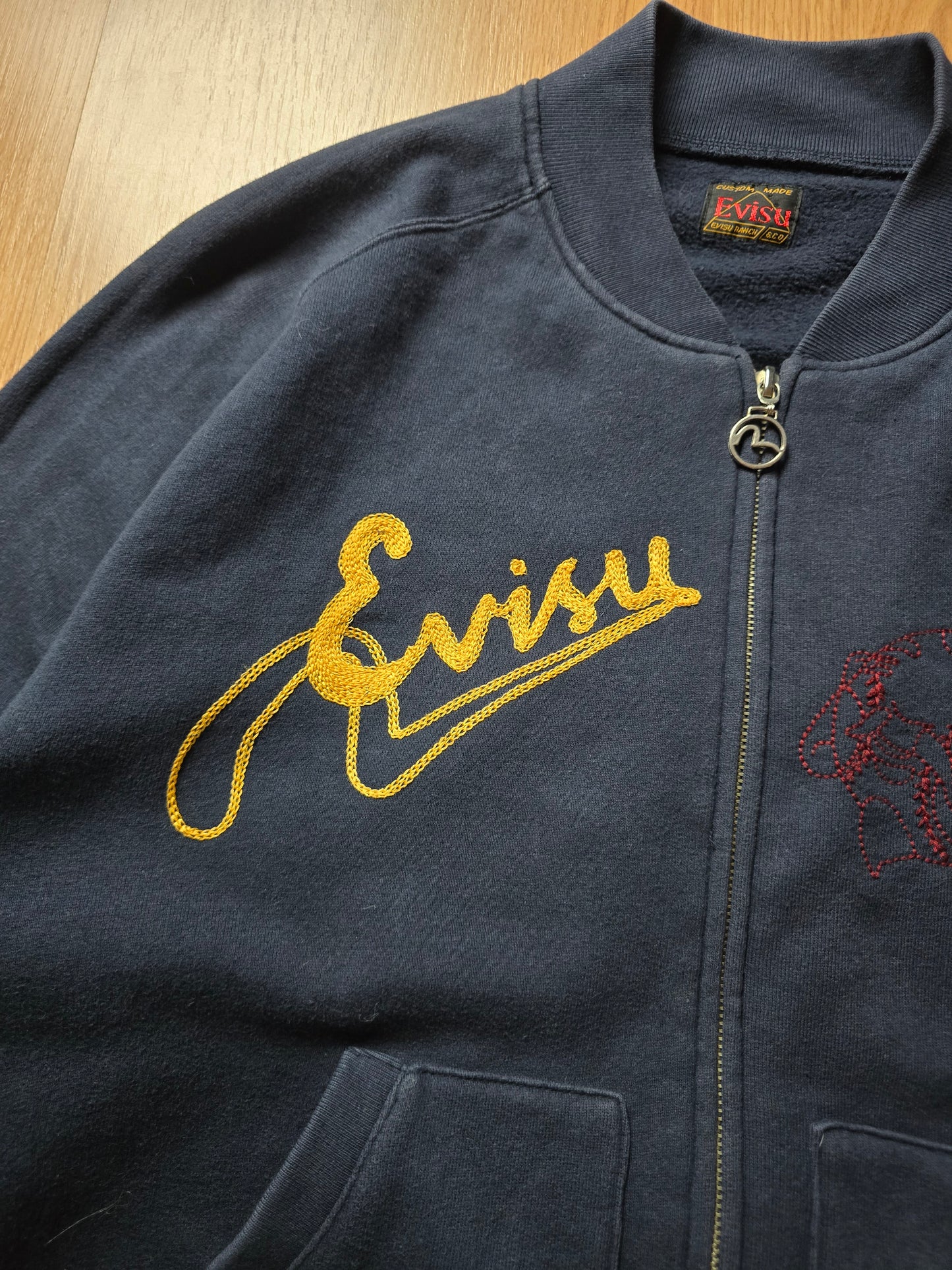 00s Evisu Embroidered Cotton Zip Bomber (L/XL)
