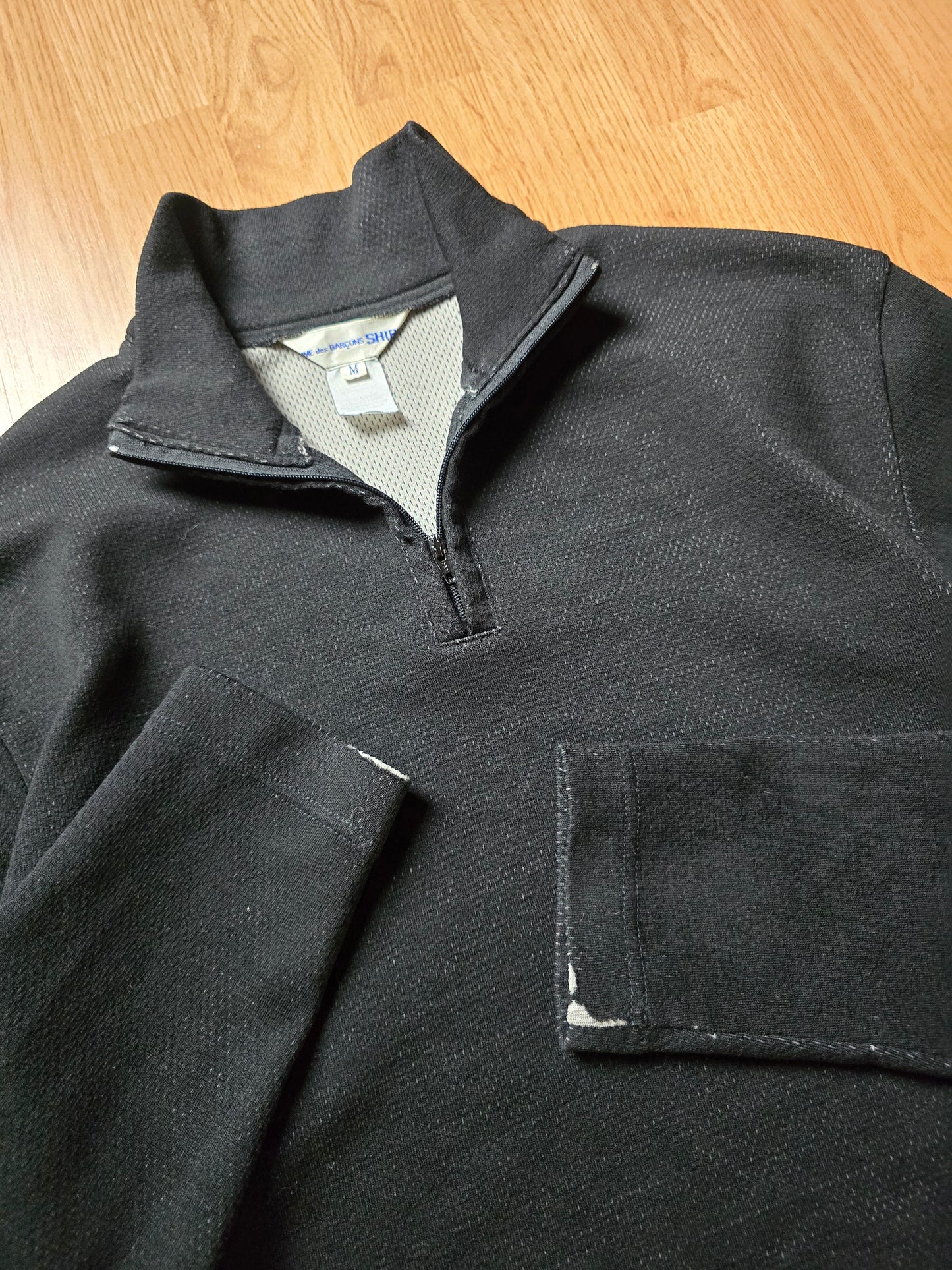 RARE Comme Des Garcons Shirt Wool Blend 1/4 Zip Mesh Pullover (M)