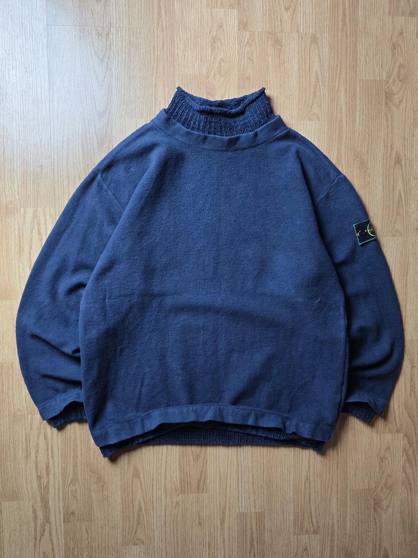 Stone Island AW95 Green Edge Dual layer Chenille Cotton Blend Knit Sweater (M/L)