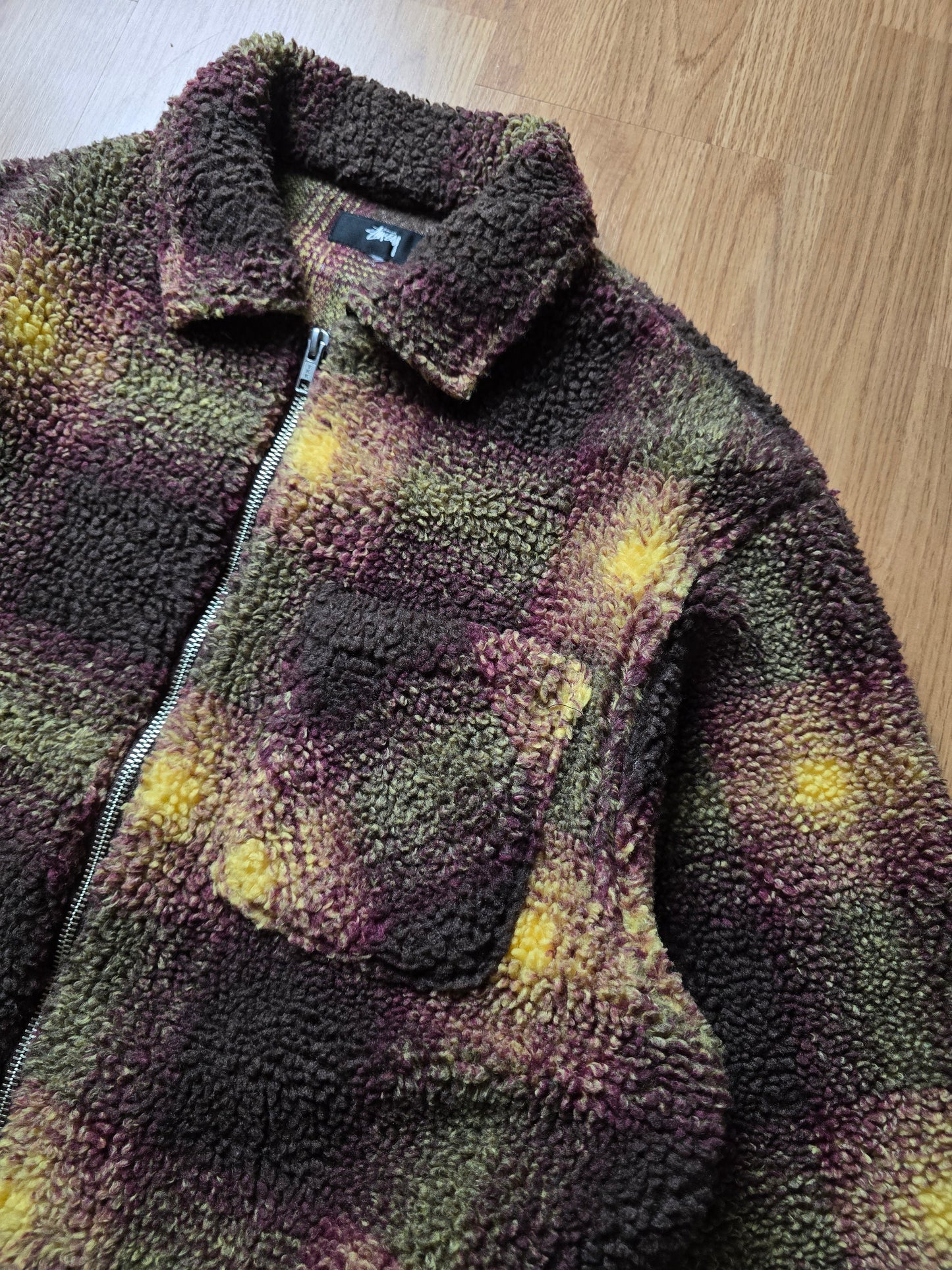Stussy 'Shadow Plaid' Sherpa Zip Shirt/Jacket (M)