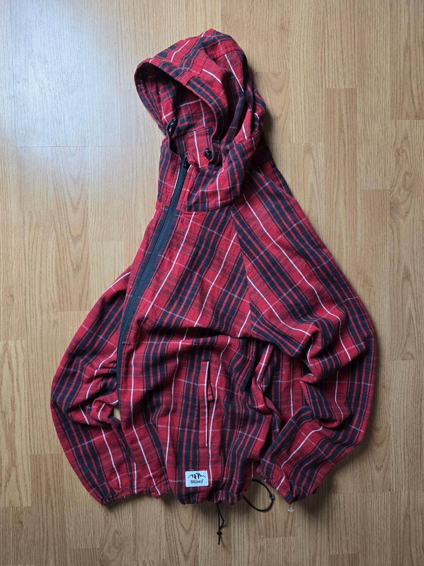 00s Stussy Plaid Zip Up Lightweight Cotton Jacket (M)