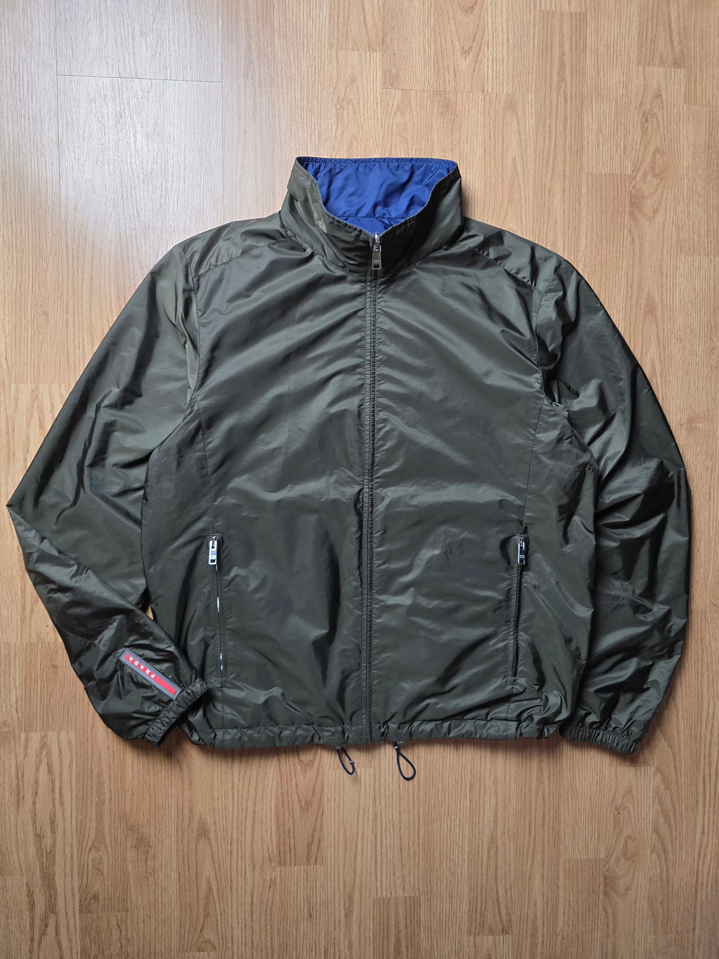 Prada Luna Rosa 2017 Padded Resin-Coated Nylon Reversible Jacket (L)