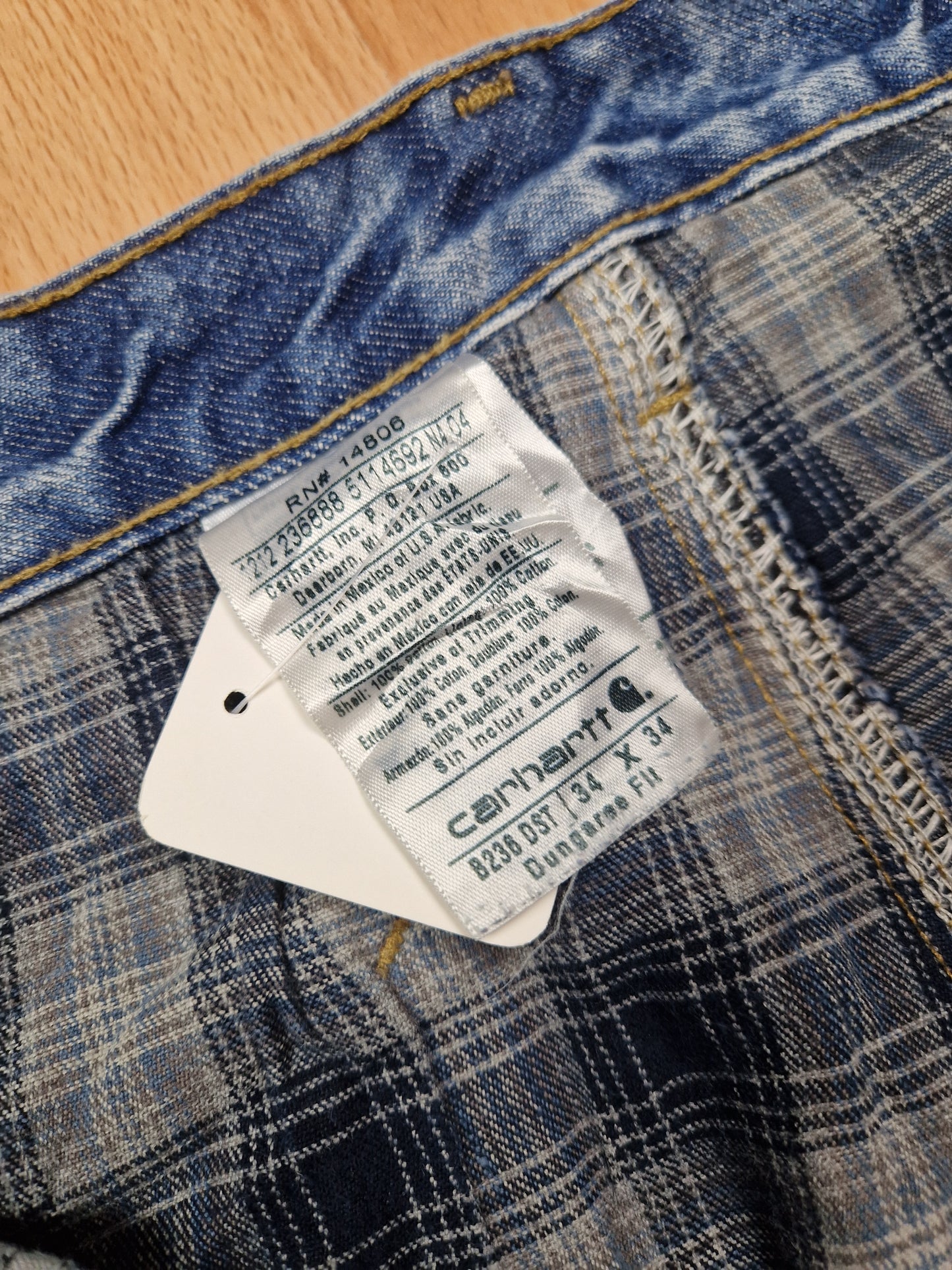 Vintage Carhartt Flannel Lined Denim Carpenter Pants (34x34)