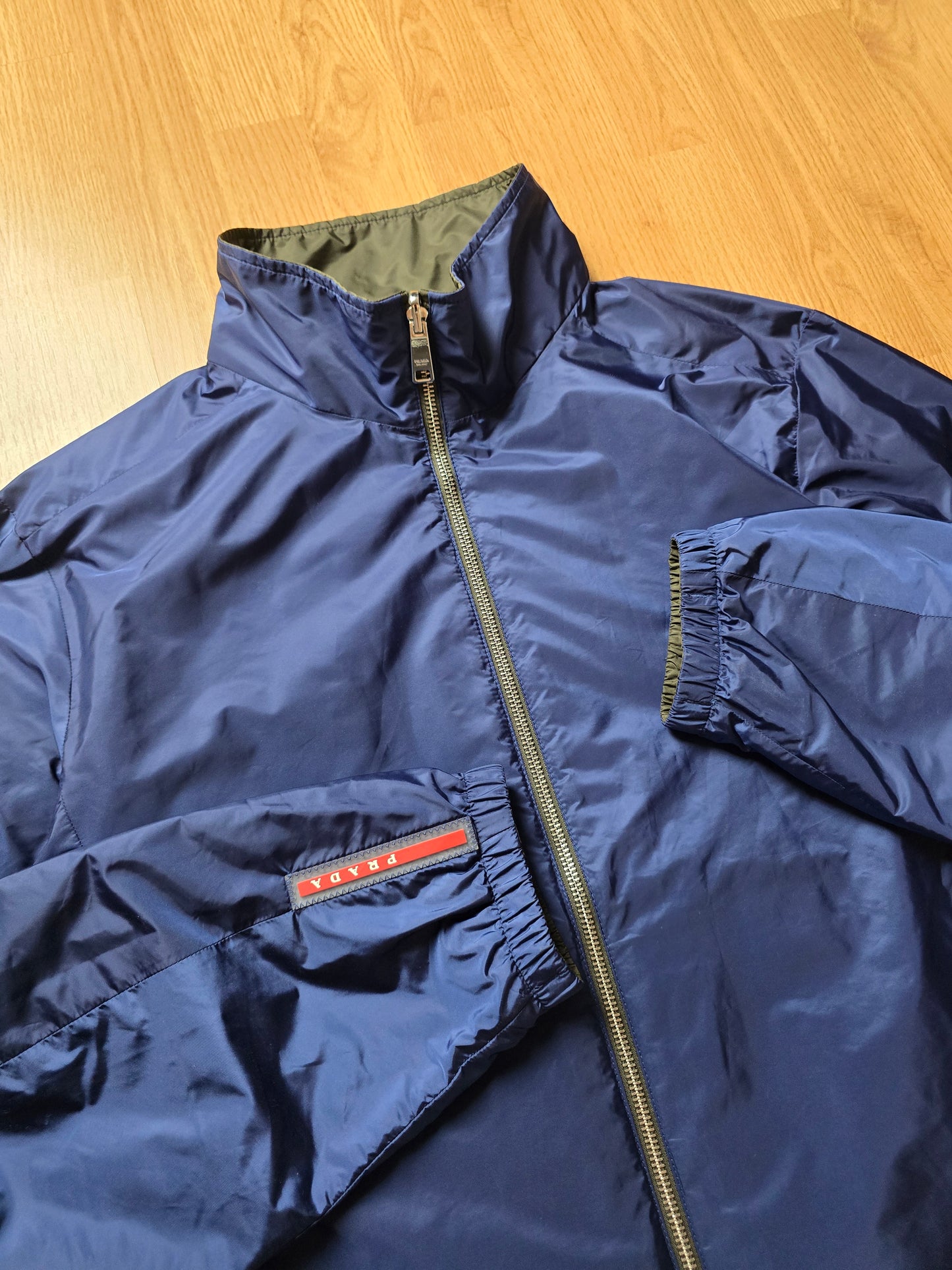Prada Luna Rosa 2017 Padded Resin-Coated Nylon Reversible Jacket (L)