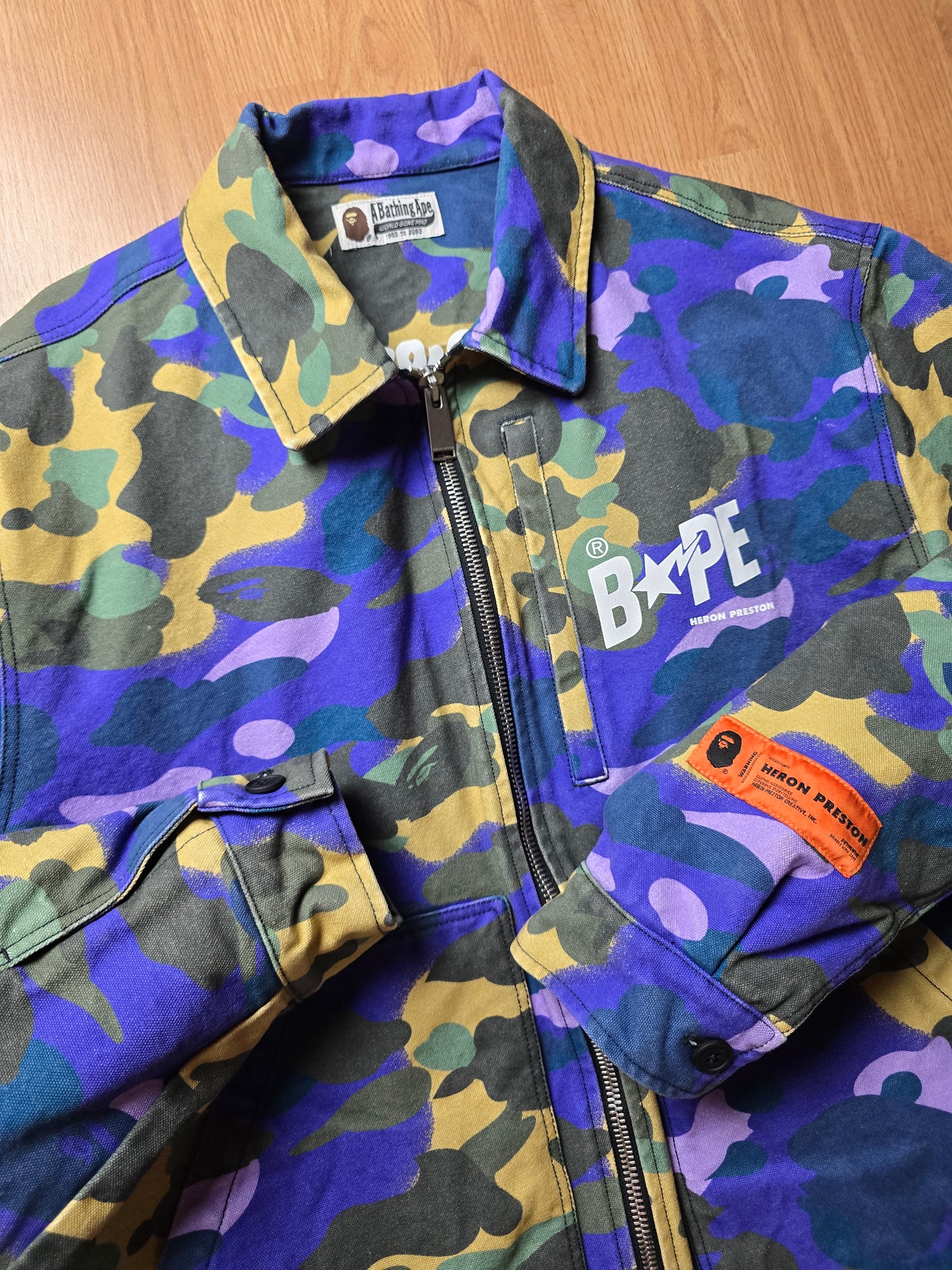 BAPE x Heron Preston Mix 1st Camo Duck Trucker Jacket (L)