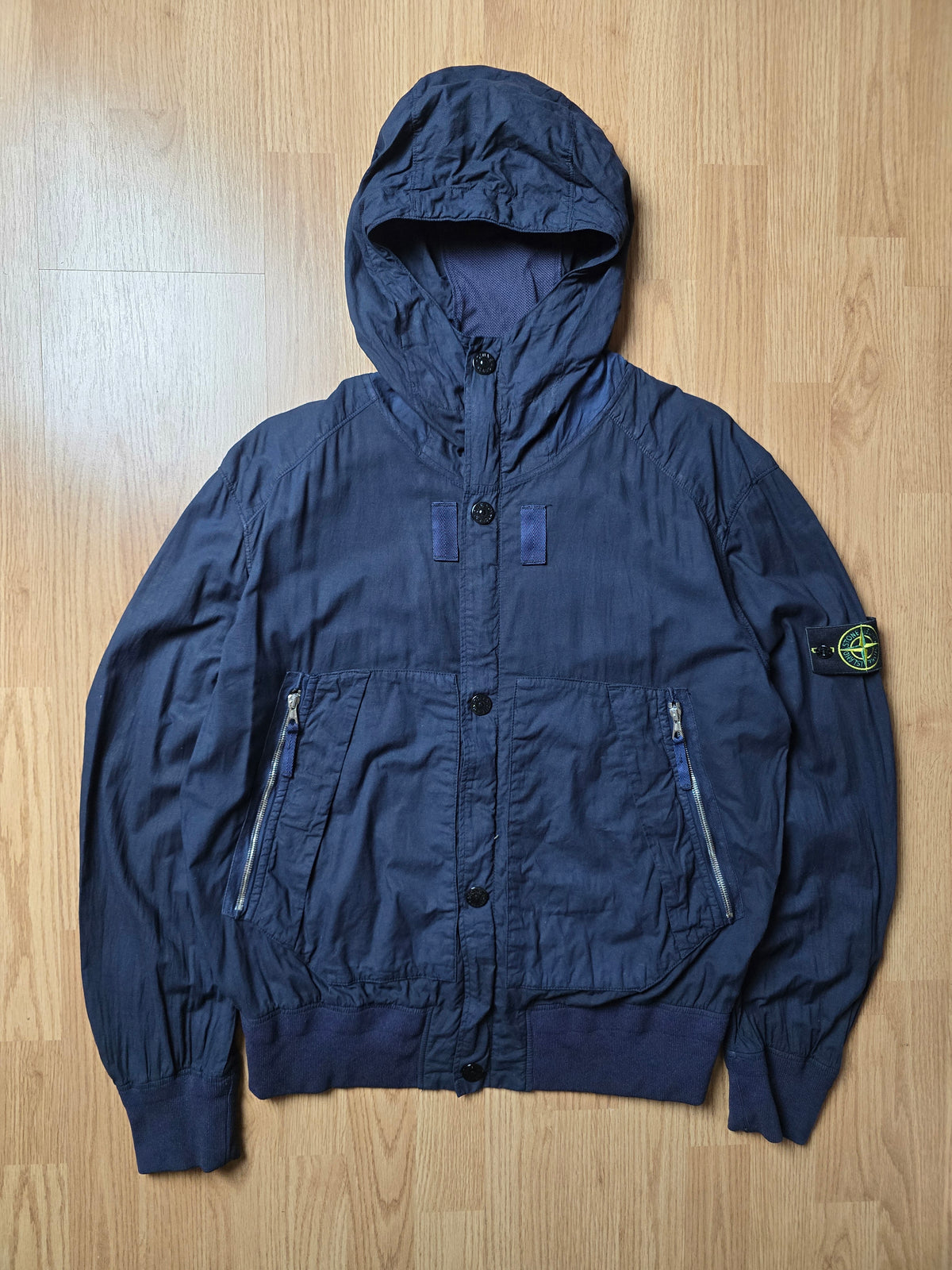 Stone Island Lightweight Mussola Gommata Hooded Bomber Jacket (L)
