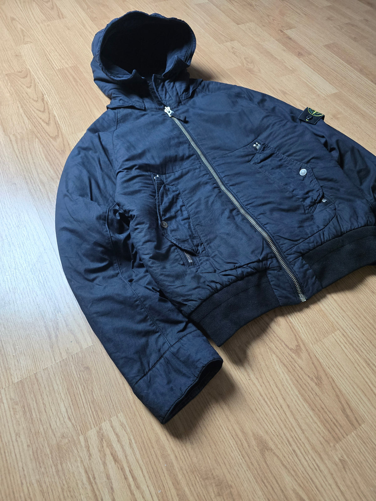 Stone Island Flaace Lined Mussola Gommata Hooded Bomber Jacket (M)