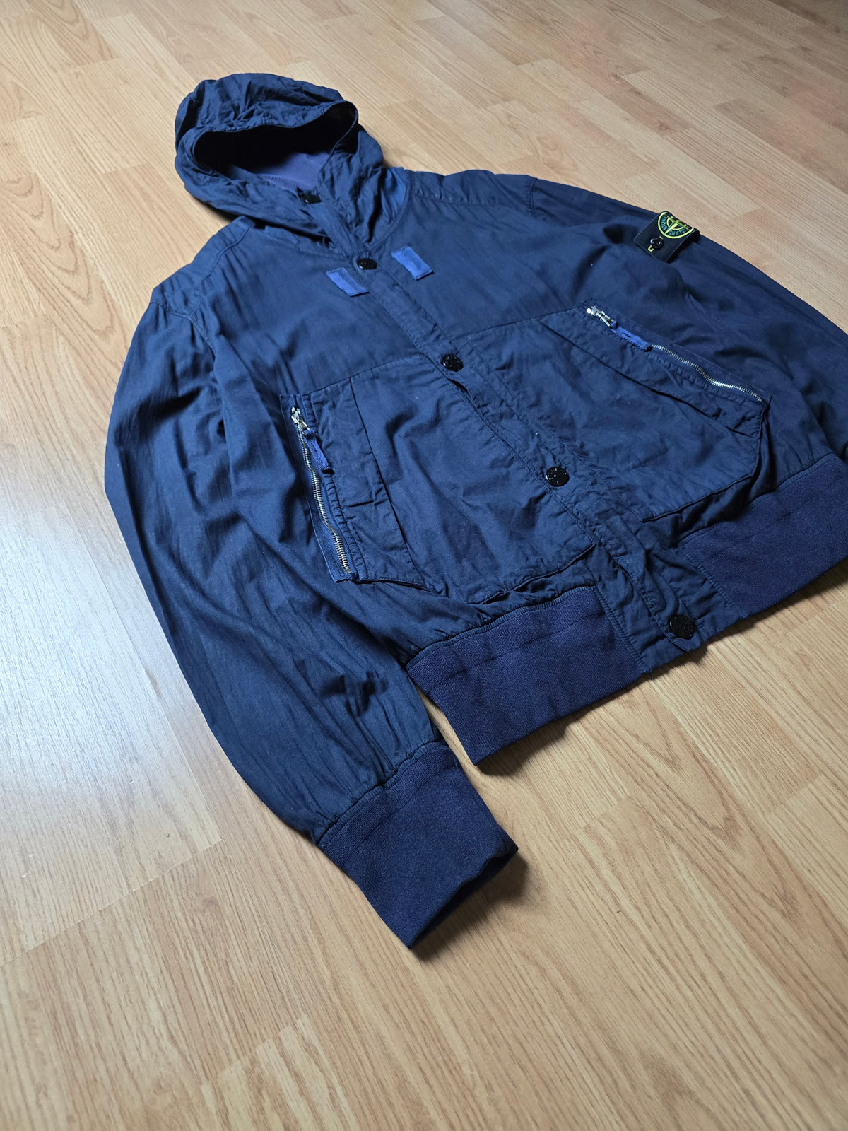 Stone Island Lightweight Mussola Gommata Hooded Bomber Jacket (L)