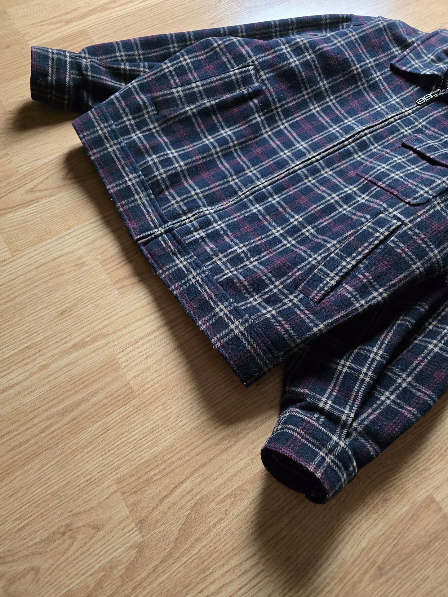 Vintage Balenciaga Wool Plaid Harrington Jacket (S/M)