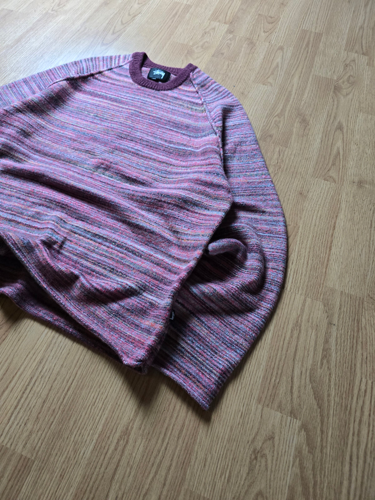 Stussy Textured Contrast Collar Crew Knit Sweater (L)