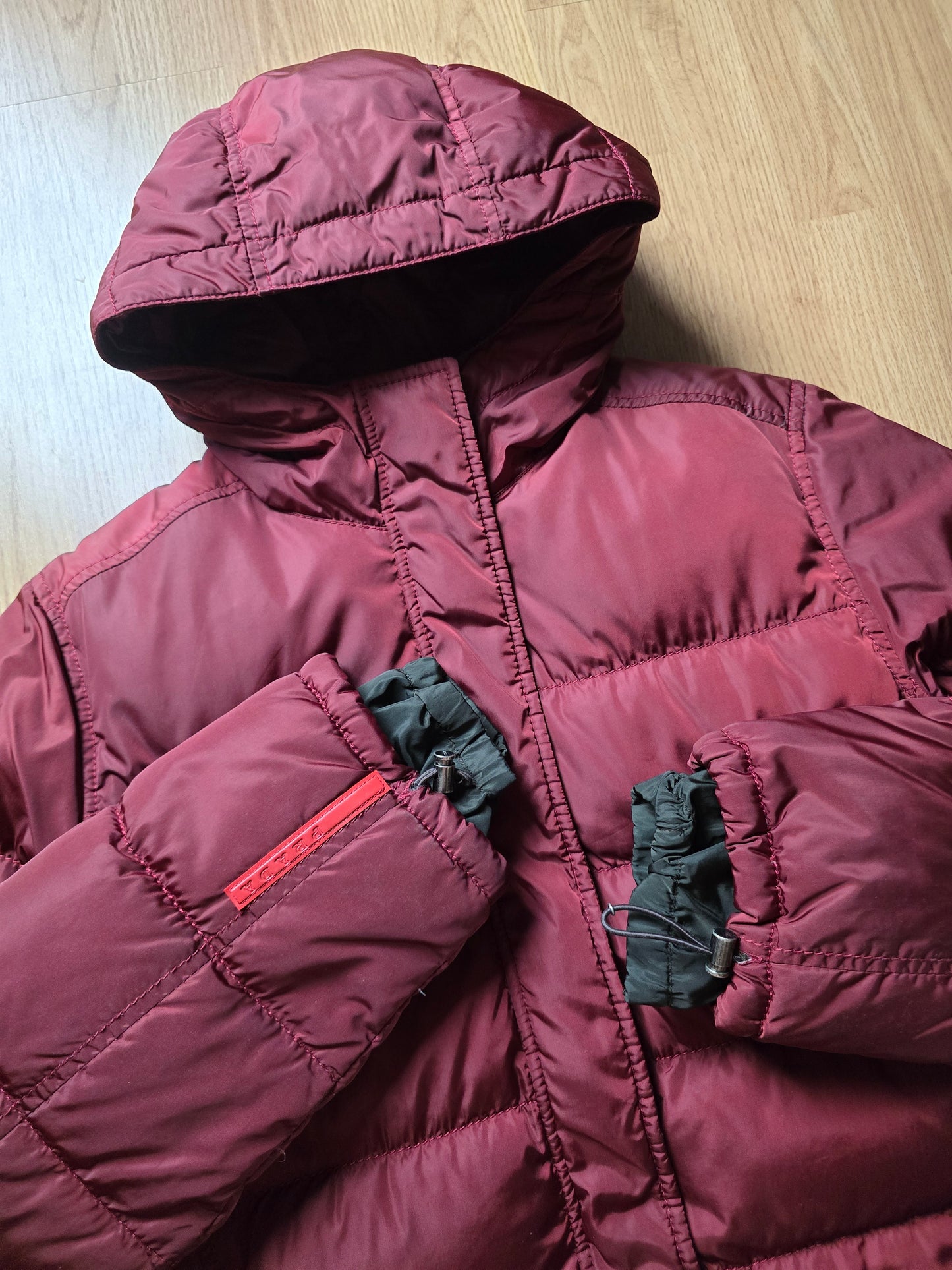 00s Prada Sport Nylon Shimmer Down Technical Toggle Puffer Jacket (S)