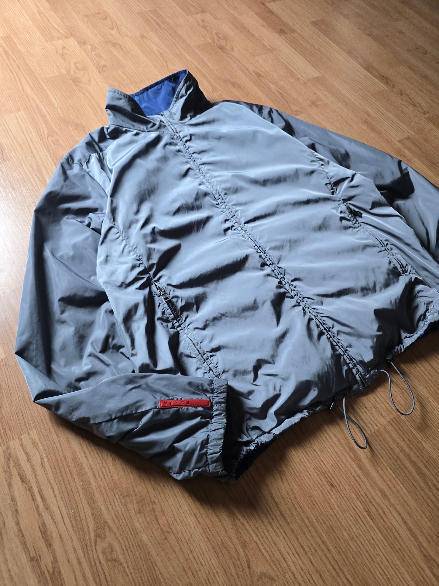 Prada Luna Rosa 2013 Padded Resin-Coated Nylon Reversible Jacket (L)