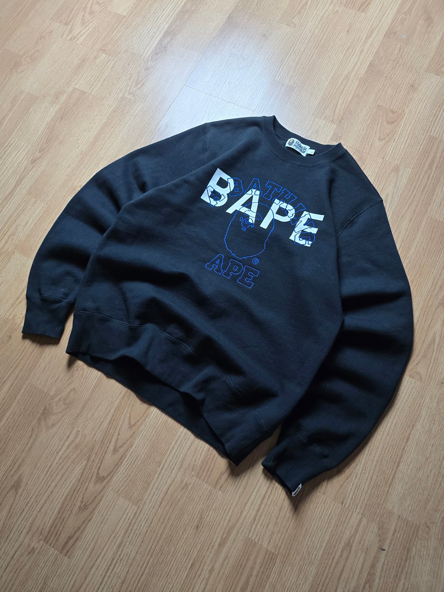 Bape College print & Embroidered Logo Crewneck Sweatshirt (M)